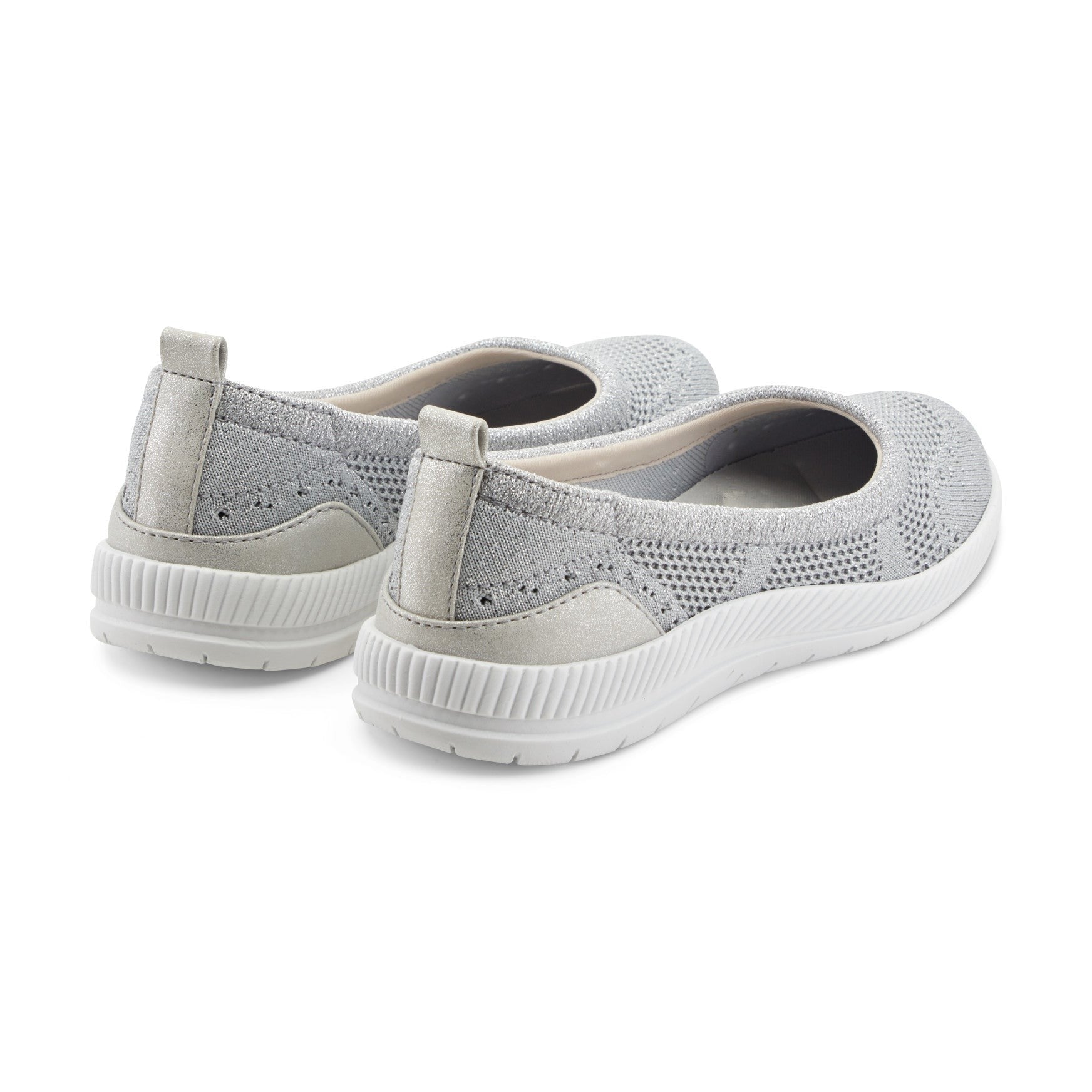 Easy Spirit Glitz Walking Athletic Cushioned Arch-Support Women's Walking Shoe - Silver Knit - 3