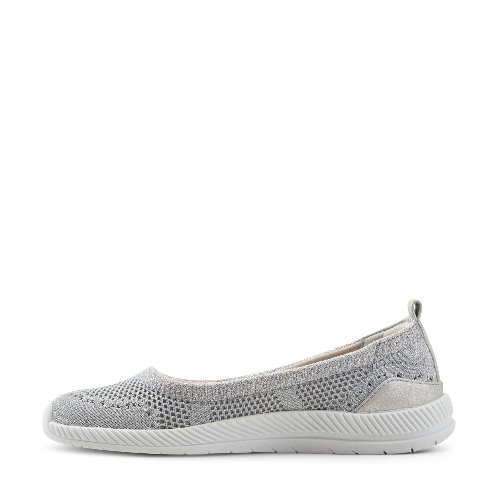 Easy Spirit Glitz Walking Athletic Cushioned Arch-Support Women's Walking Shoe - Silver Knit - 4