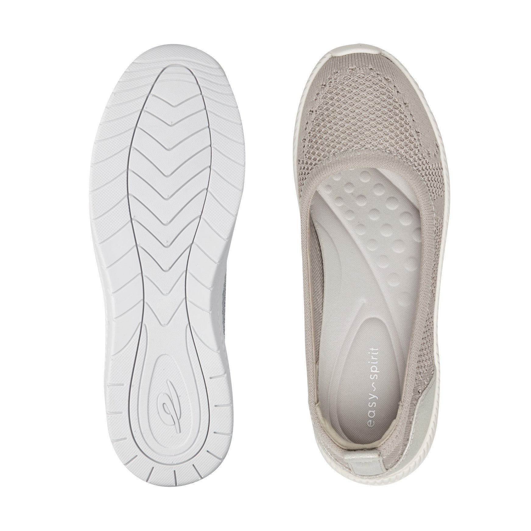 Easy Spirit Glitz Walking Athletic Cushioned Arch-Support Women's Walking Shoe - Taupe Knit - 5