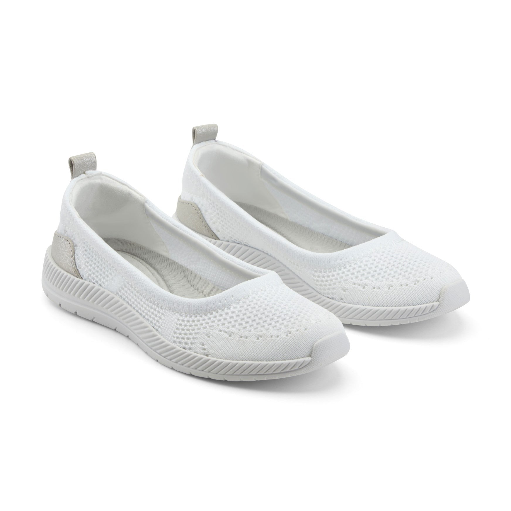 Easy Spirit Glitz Walking Athletic Cushioned Arch-Support Women's Walking Shoe - White Knit - 2