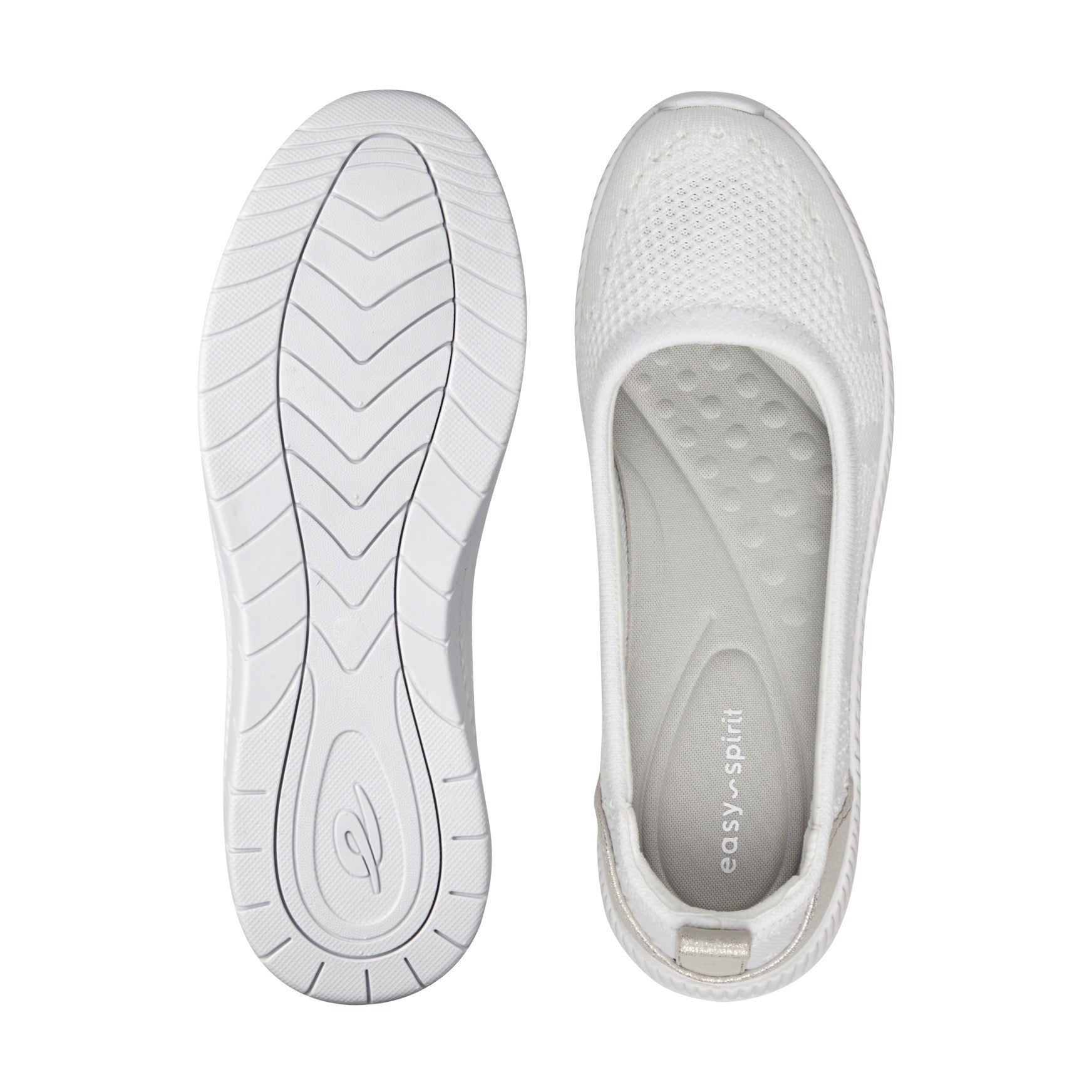 Easy Spirit Glitz Walking Athletic Cushioned Arch-Support Women's Walking Shoe - White Knit - 5