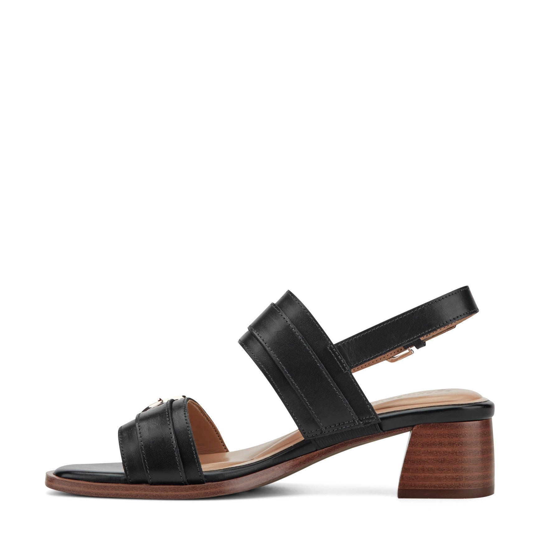Easy Spirit Hadiya Cushioned Arch Support Women's Block Heel Sandal - Black Leather - 4