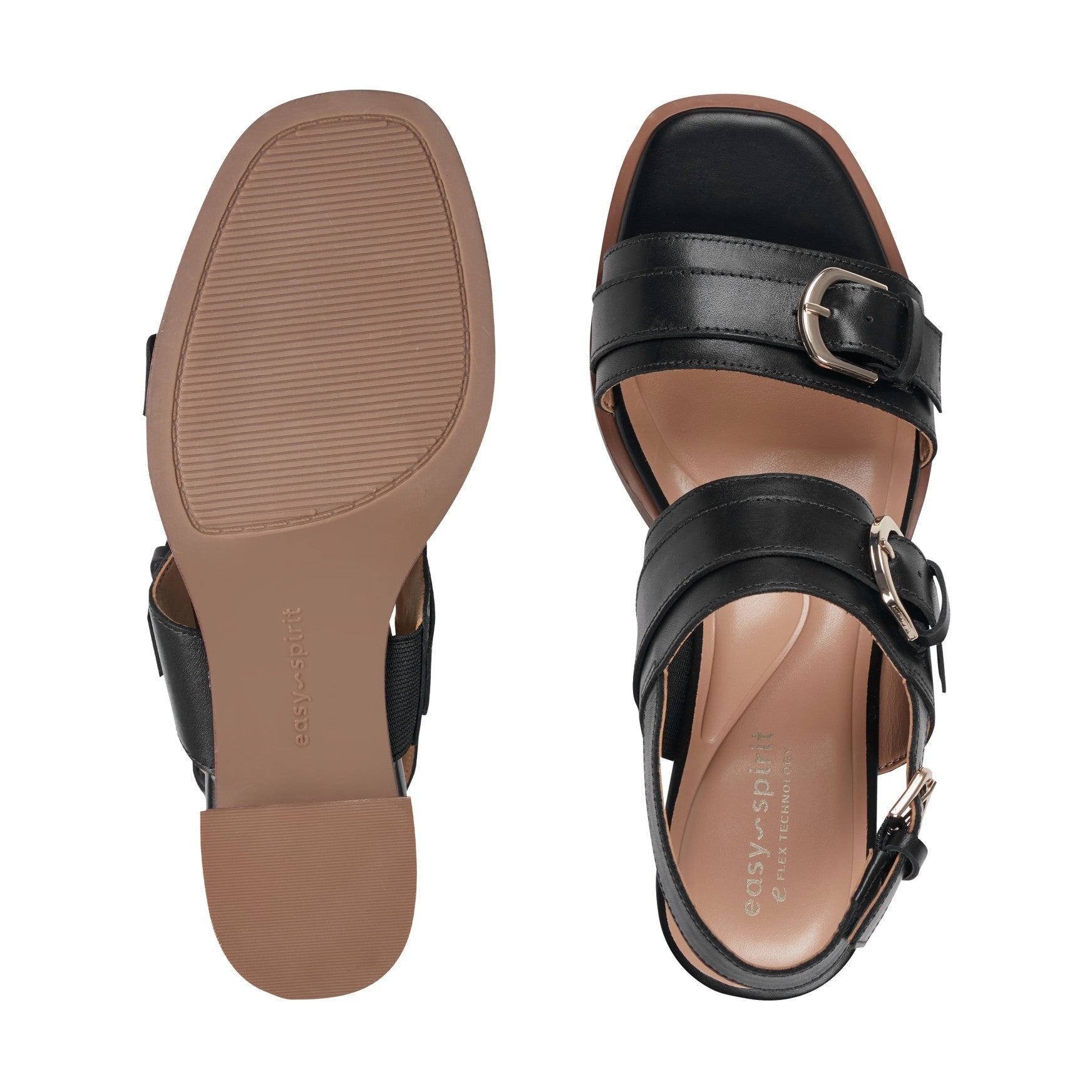 Easy Spirit Hadiya Cushioned Arch Support Women's Block Heel Sandal - Black Leather - 5