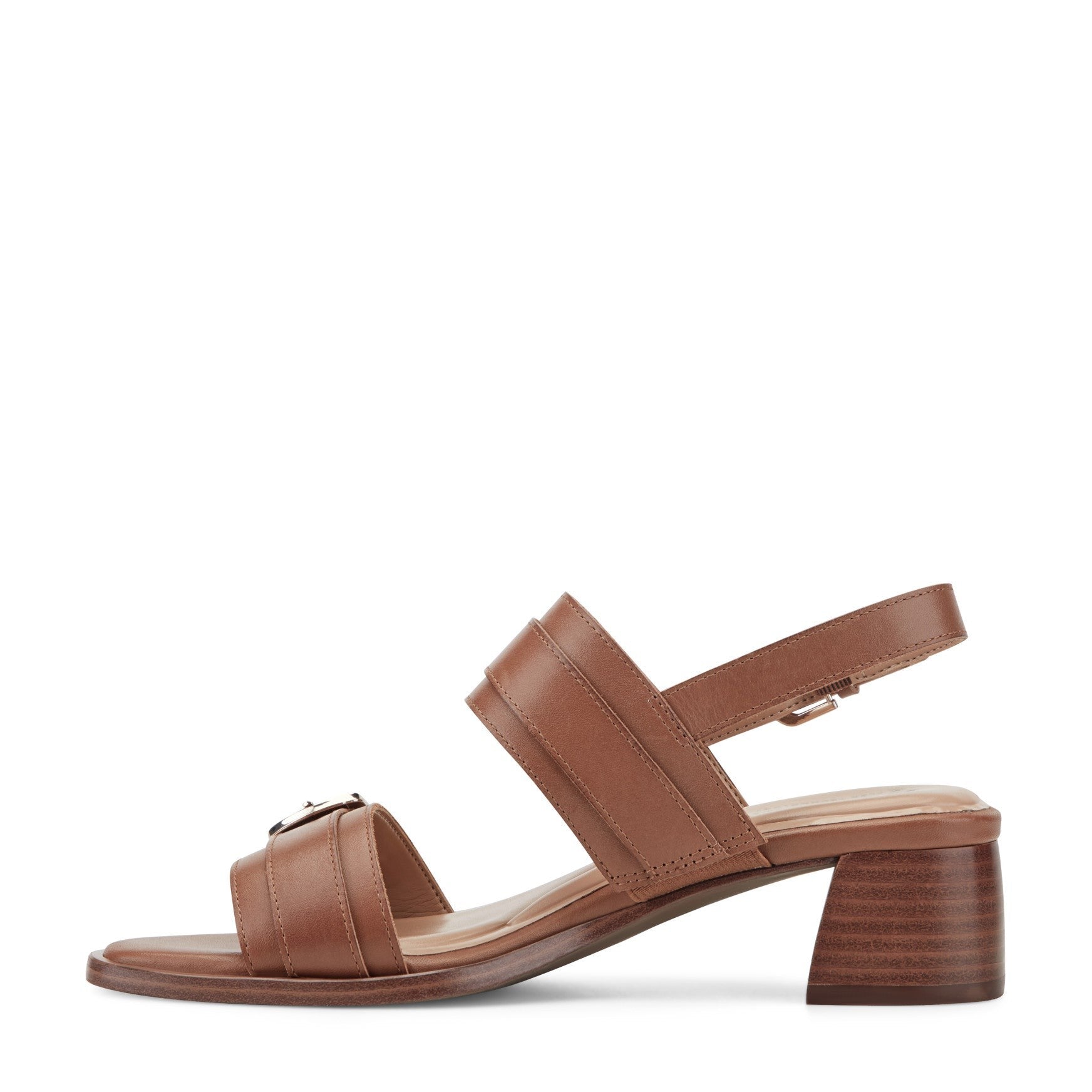 Easy Spirit Hadiya Cushioned Arch Support Women's Block Heel Sandal - Medium Brown Leather - 4
