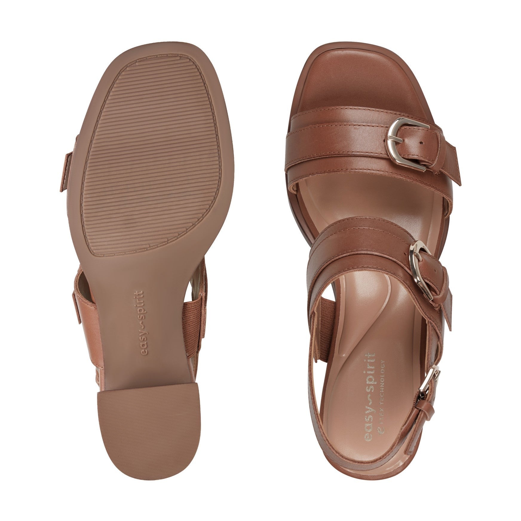 Easy Spirit Hadiya Cushioned Arch Support Women's Block Heel Sandal - Medium Brown Leather - 5