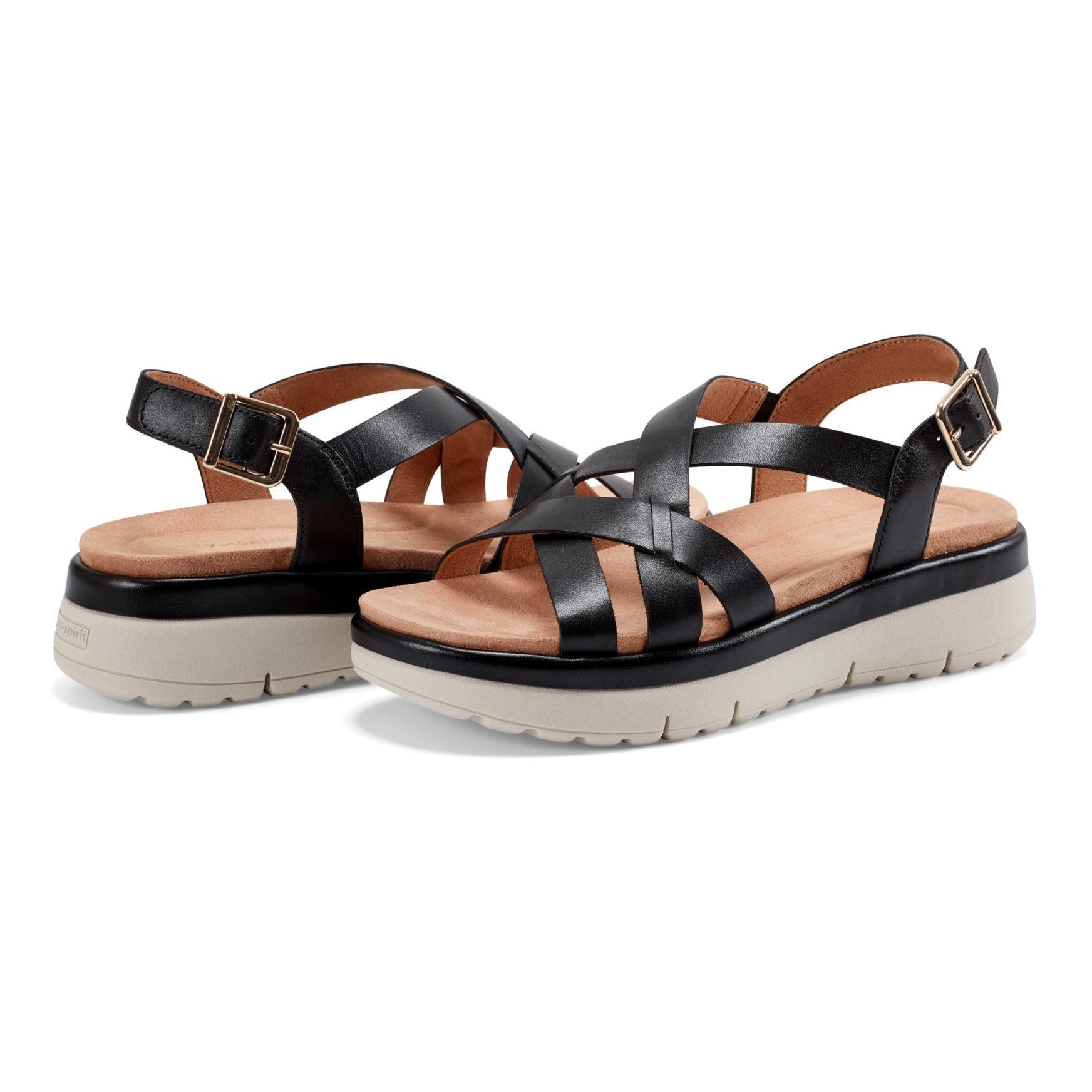 Easy Spirit Indie Strappy Sandal Cushioned Arch Support Women's Sandal - Black Leather - 12