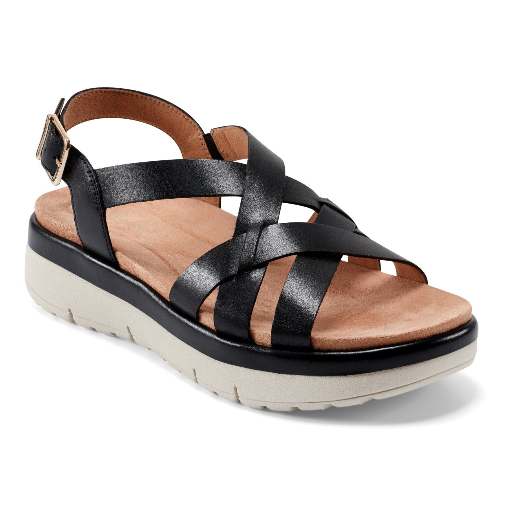 Easy Spirit Indie Strappy Sandal Cushioned Arch Support Women's Sandal - Black Leather - 2