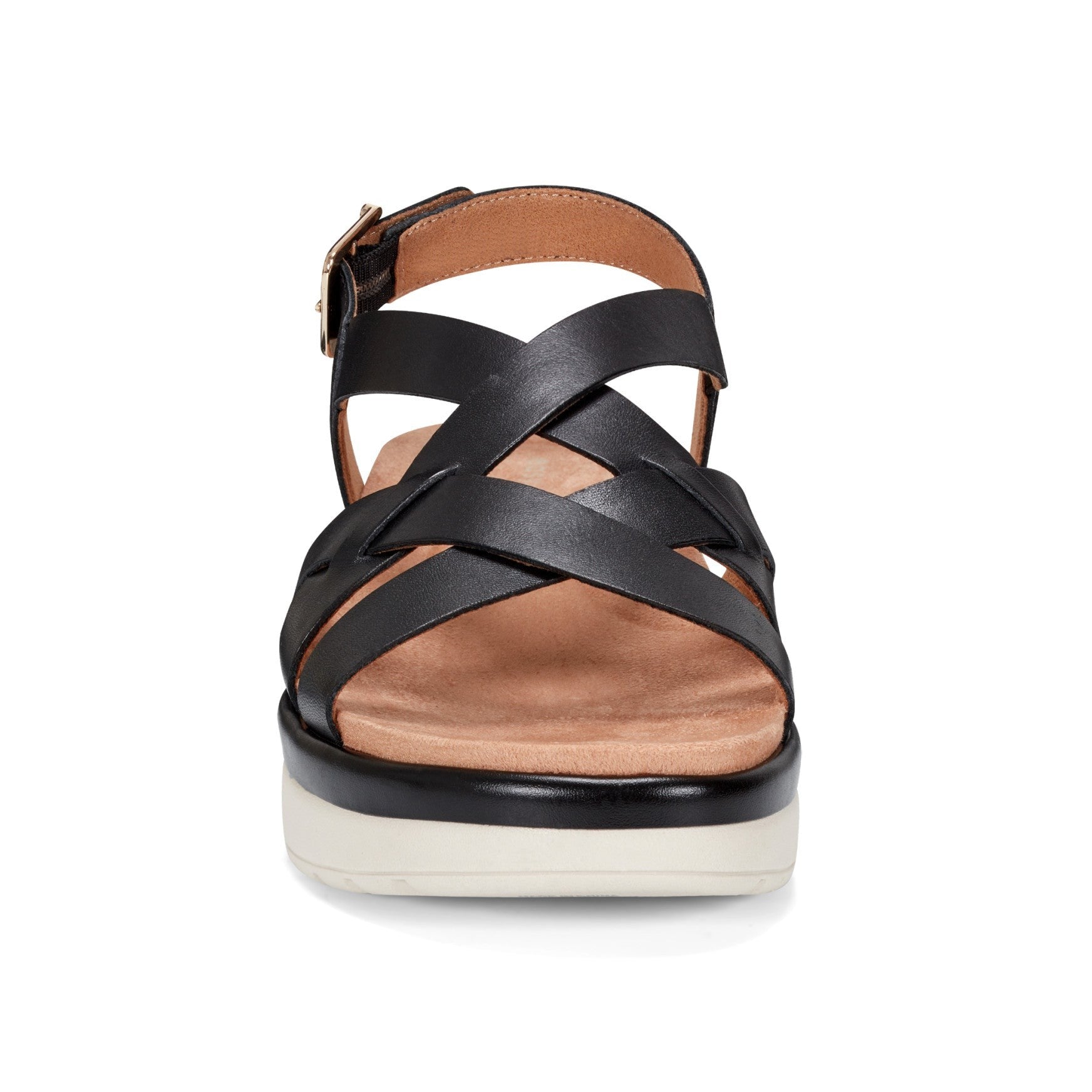 Easy Spirit Indie Strappy Sandal Cushioned Arch Support Women's Sandal - Black Leather - 5