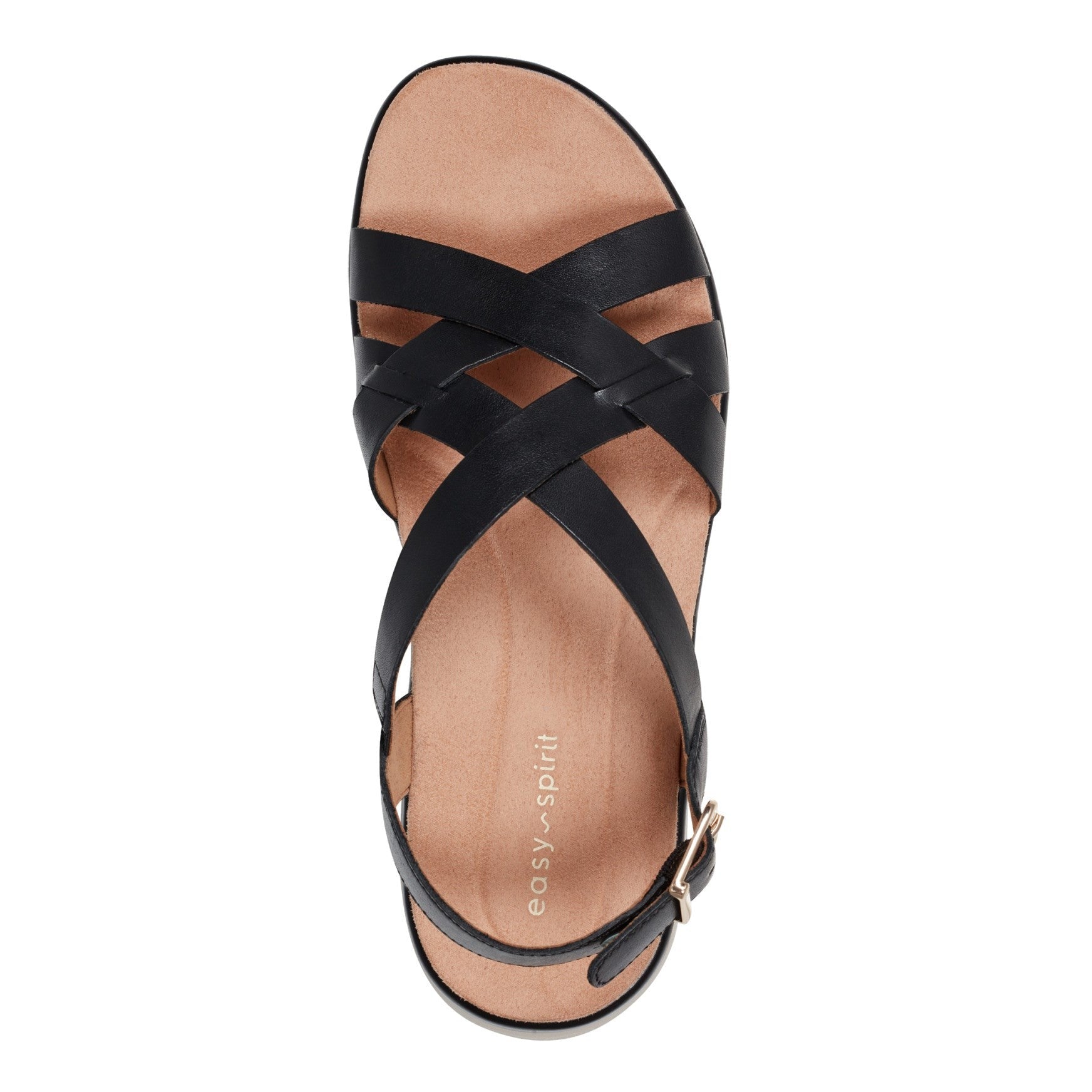 Easy Spirit Indie Strappy Sandal Cushioned Arch Support Women's Sandal - Black Leather - 9