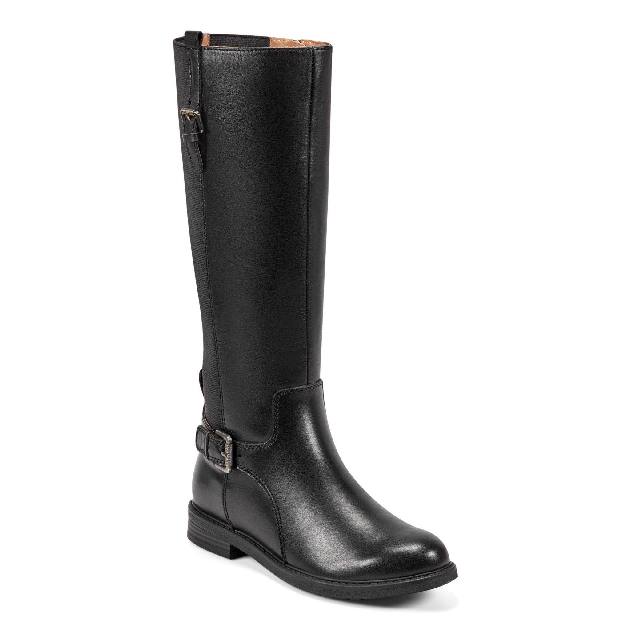 Easy Spirit Jackie Tall Shaft Cushioned Arch Support Wide Calf Women's Boot - Black Leather/elastic - 2