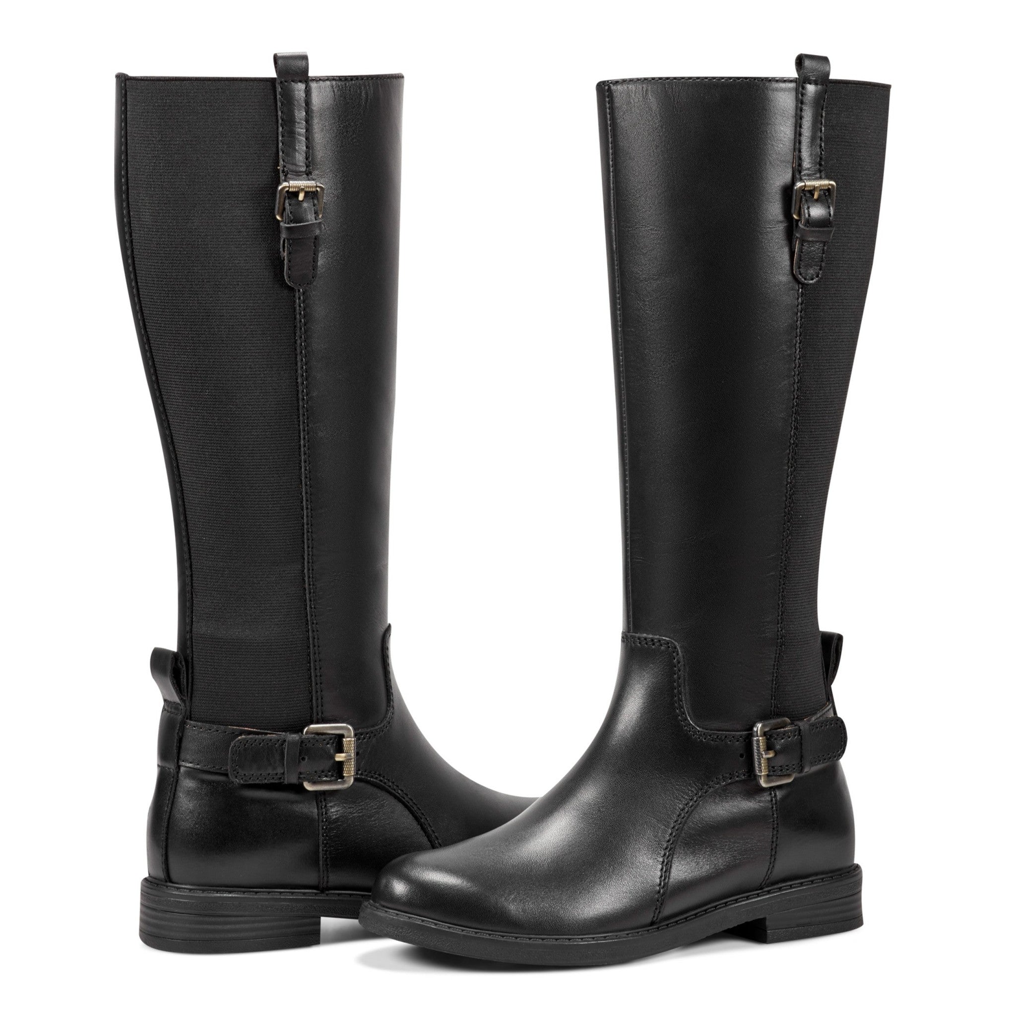 Easy Spirit Jackie Tall Shaft Cushioned Arch Support Wide Calf Women's Boot - Black Leather/elastic - 7
