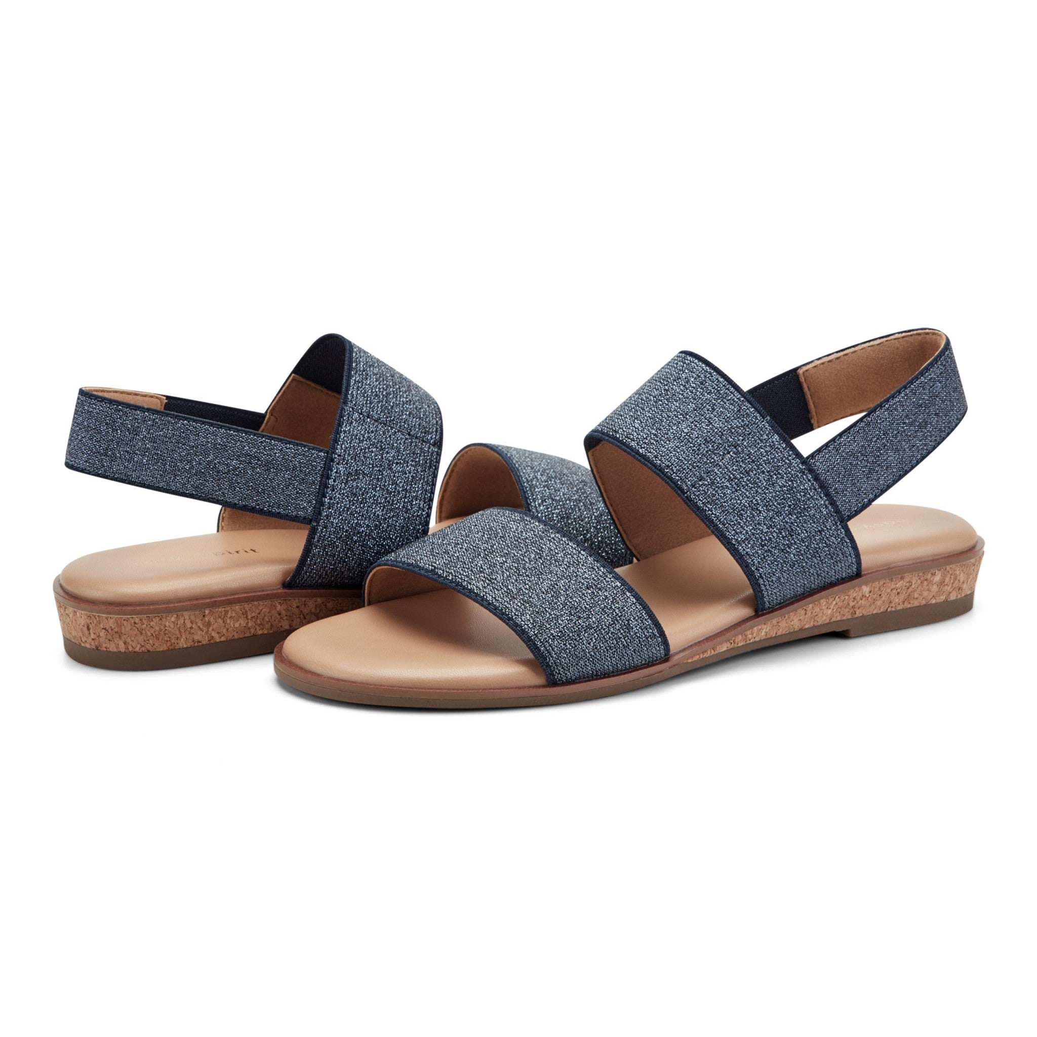 Easy Spirit Lana Cushioned Slingback with Arch Support Women's Flat Sandal - Navy - 7