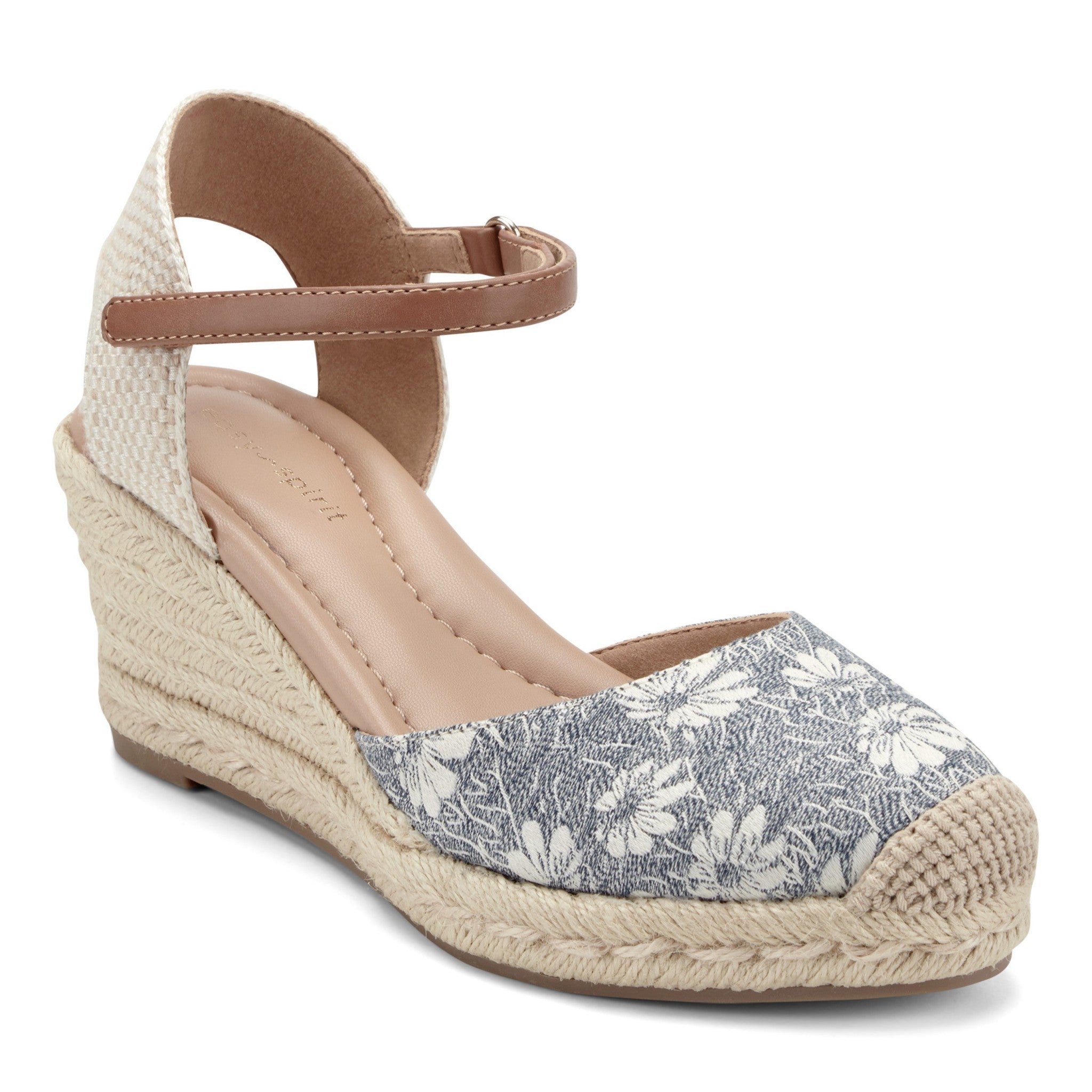 Easy Spirit Makaylie Cushioned Arch Support Wedge Women's Wedge Dress - Blue Floral/natural - 2