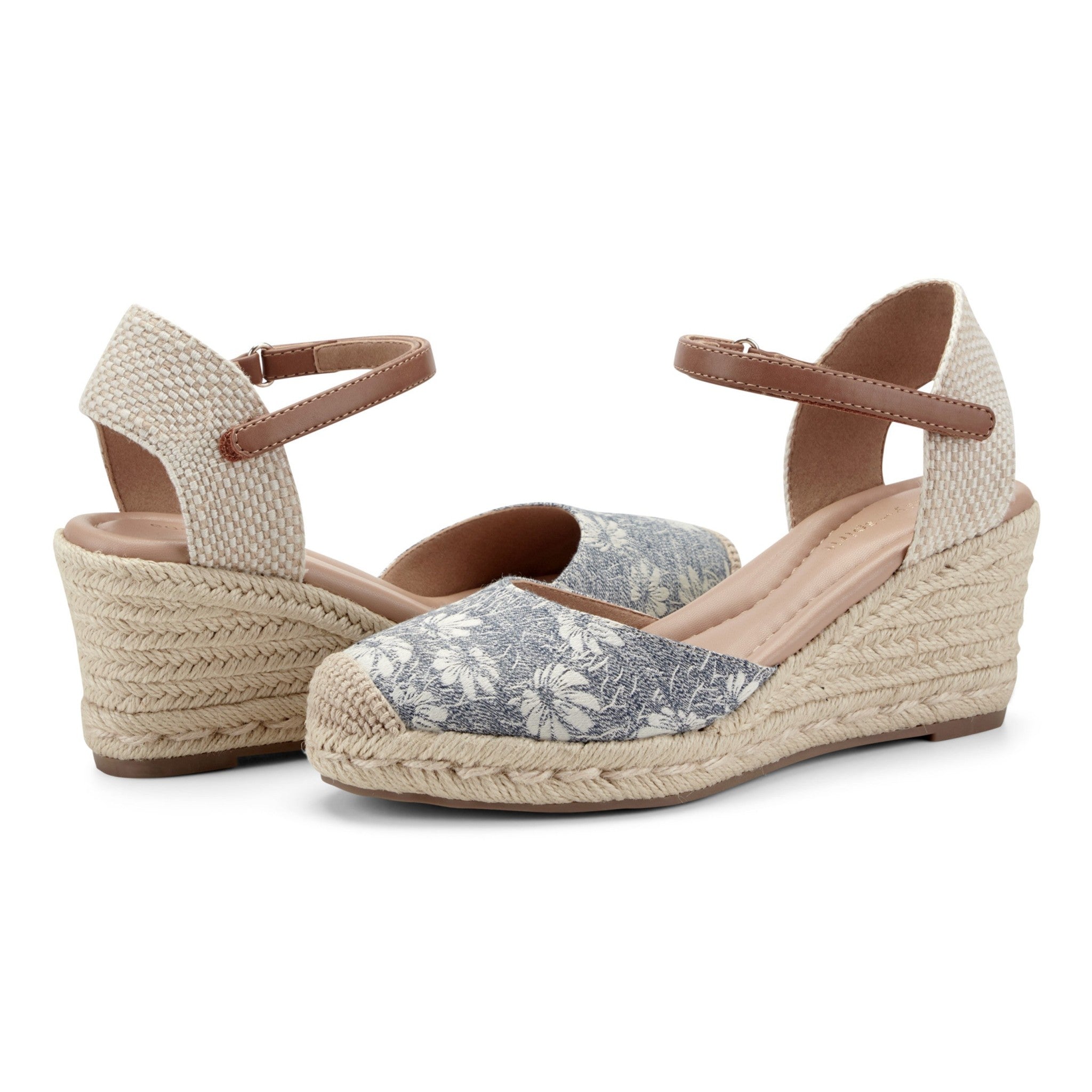 Easy Spirit Makaylie Cushioned Arch Support Wedge Women's Wedge Dress - Blue Floral/natural - 7