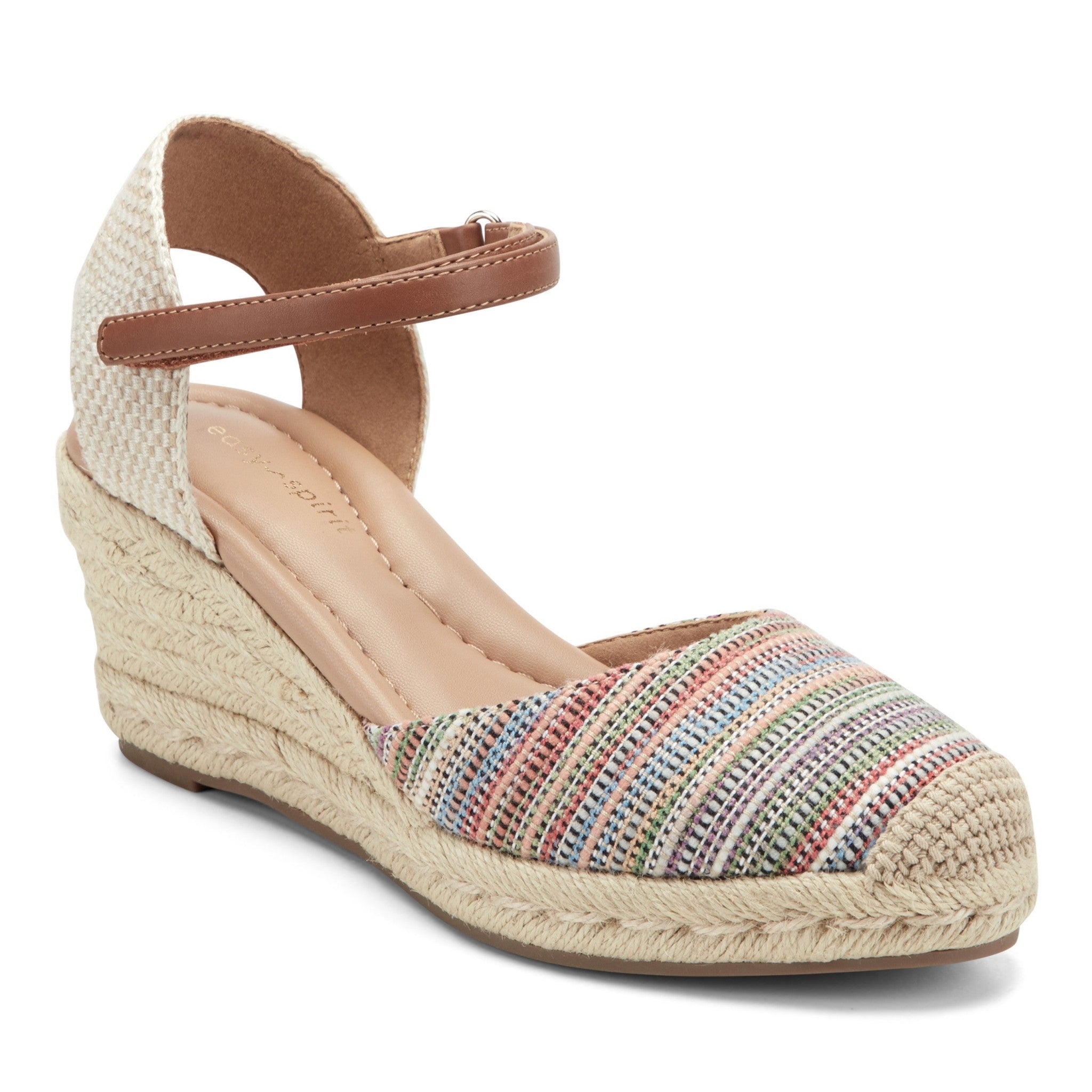 Easy Spirit Makaylie Cushioned Arch Support Wedge Women's Wedge Dress - Striped/natural Multi - 2