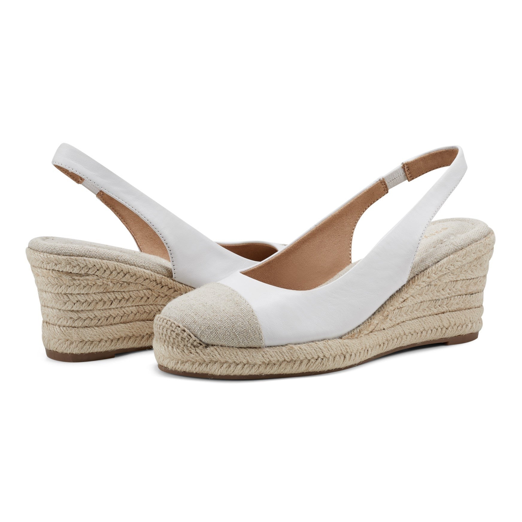 Easy Spirit Margie Cushioned Arch-Support Wedge Women's Sandal - White Leather - 7