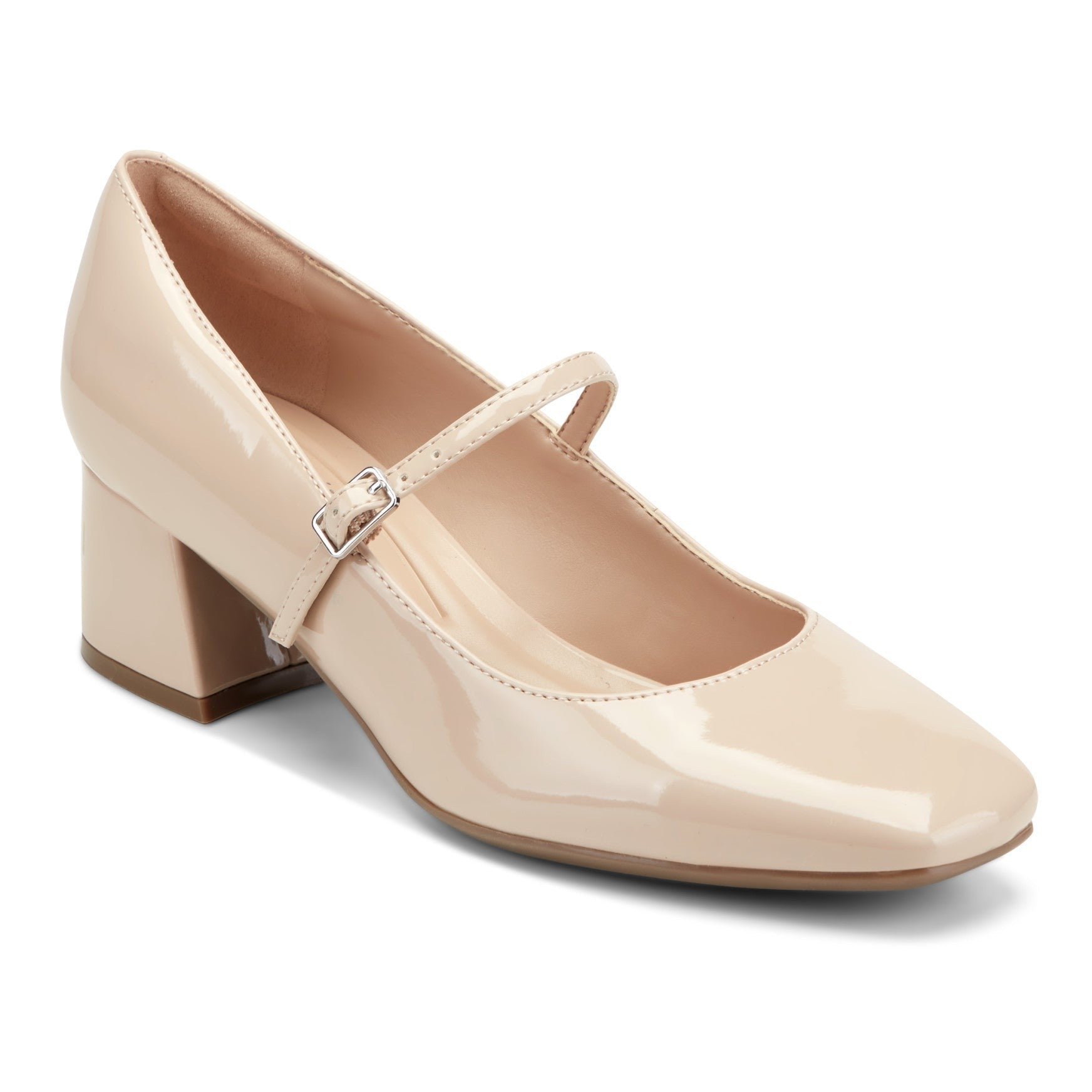 Easy Spirit Marlay Cushioned Arch Support Women's Mary Jane Pump - Natural Patent - 2