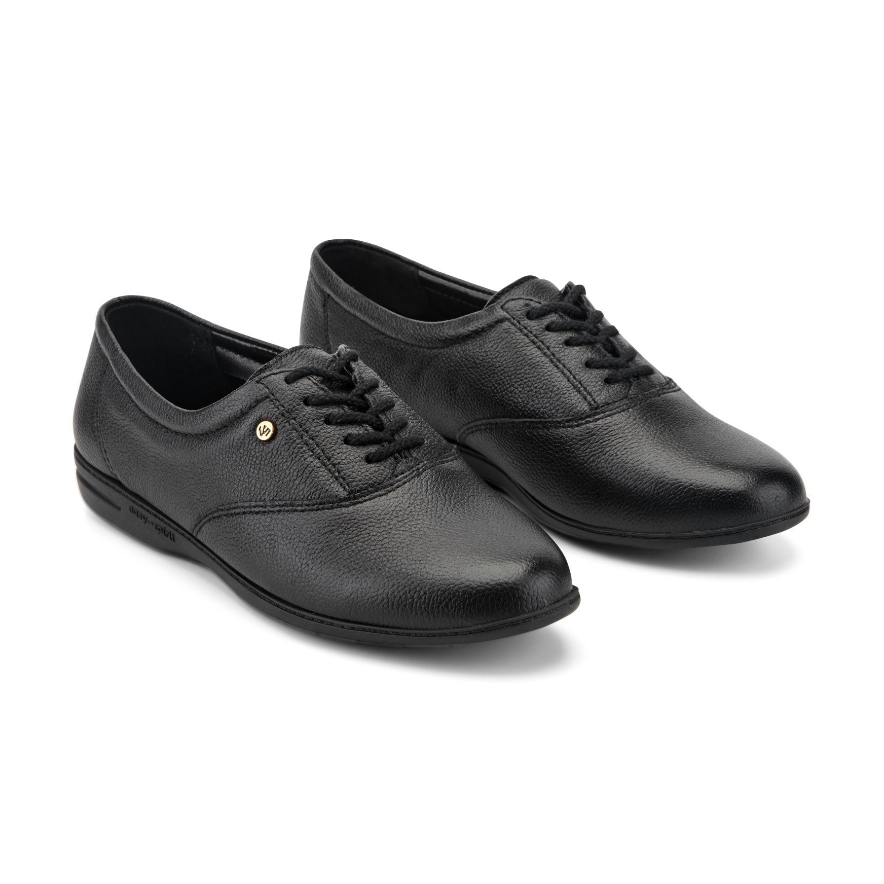 Easy Spirit Motion Leather Oxfords Cushioned Arch Support Women's Athletic Shoe - Black Leather - 2