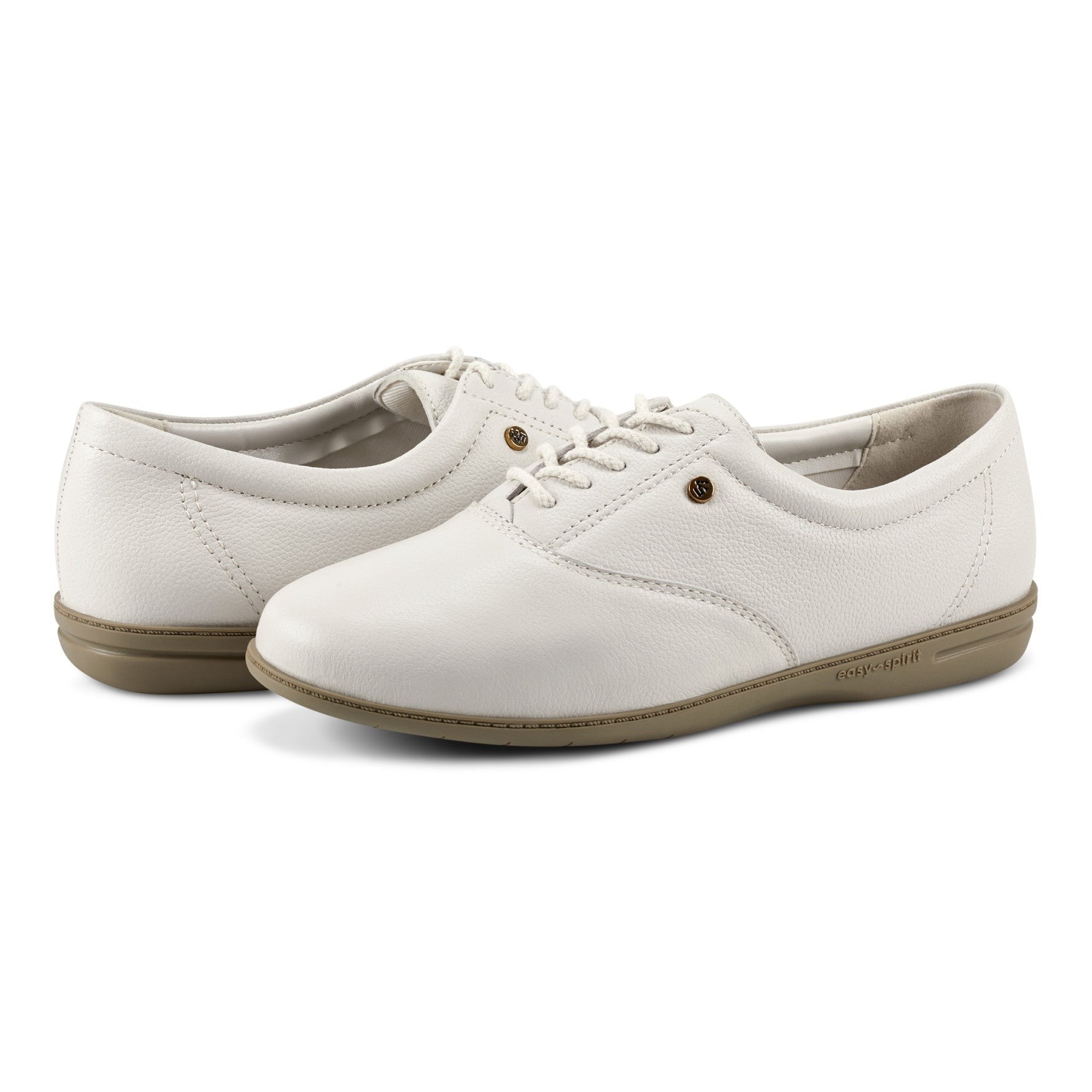 Easy Spirit Motion Leather Oxfords Cushioned Arch Support Women's Athletic Shoe - White Leather - 7