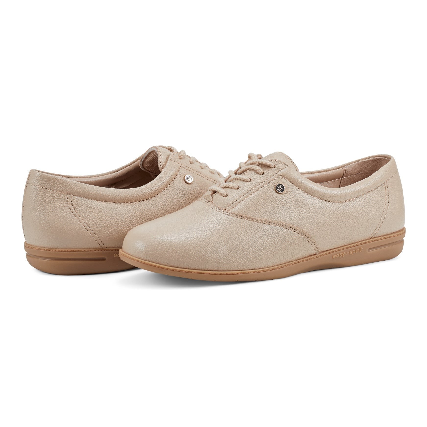 Easy Spirit Motion Leather Oxfords Cushioned Arch Support Women's Walking Shoe - Natural Leather - 7