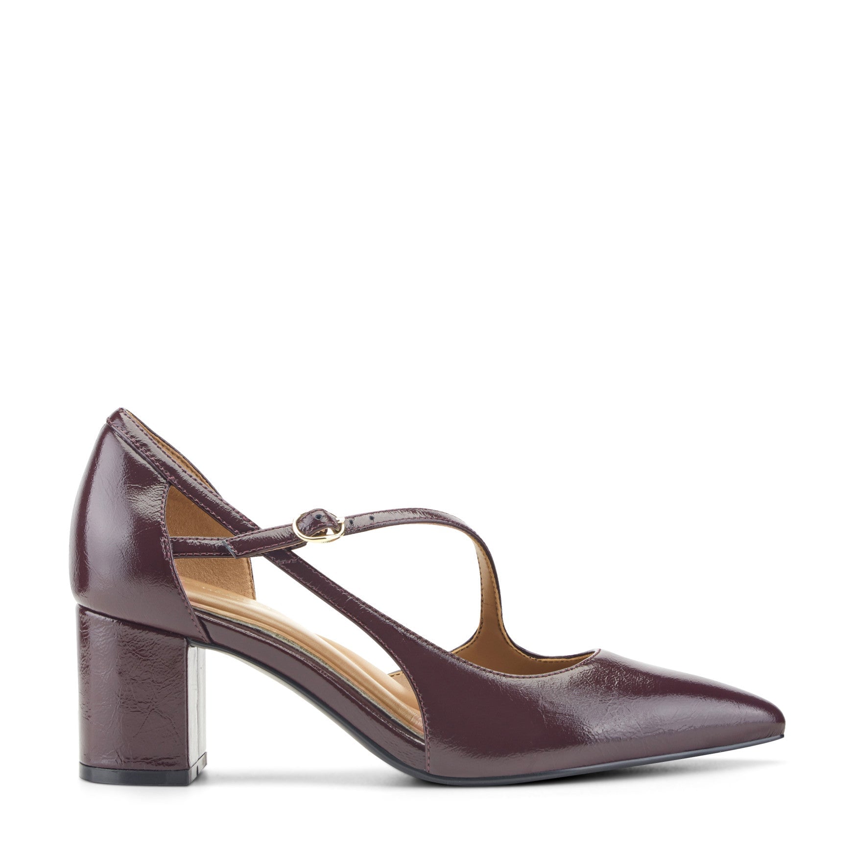 Easy Spirit Nerina Women's Burgundy Leather Block Heel Pumps - Burgundy Leather - View 1