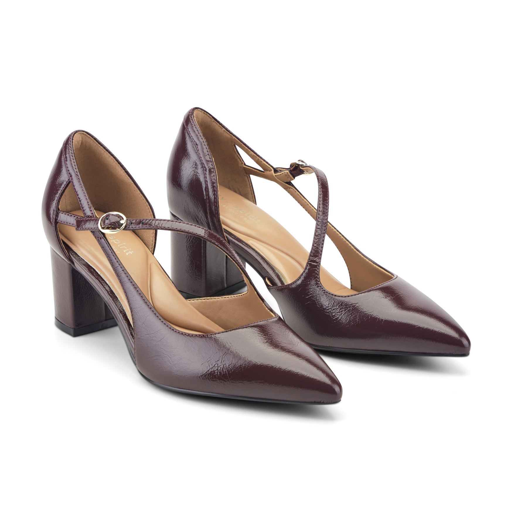 Easy Spirit Nerina Women's Burgundy Leather Block Heel Pumps - Burgundy Leather - View 2