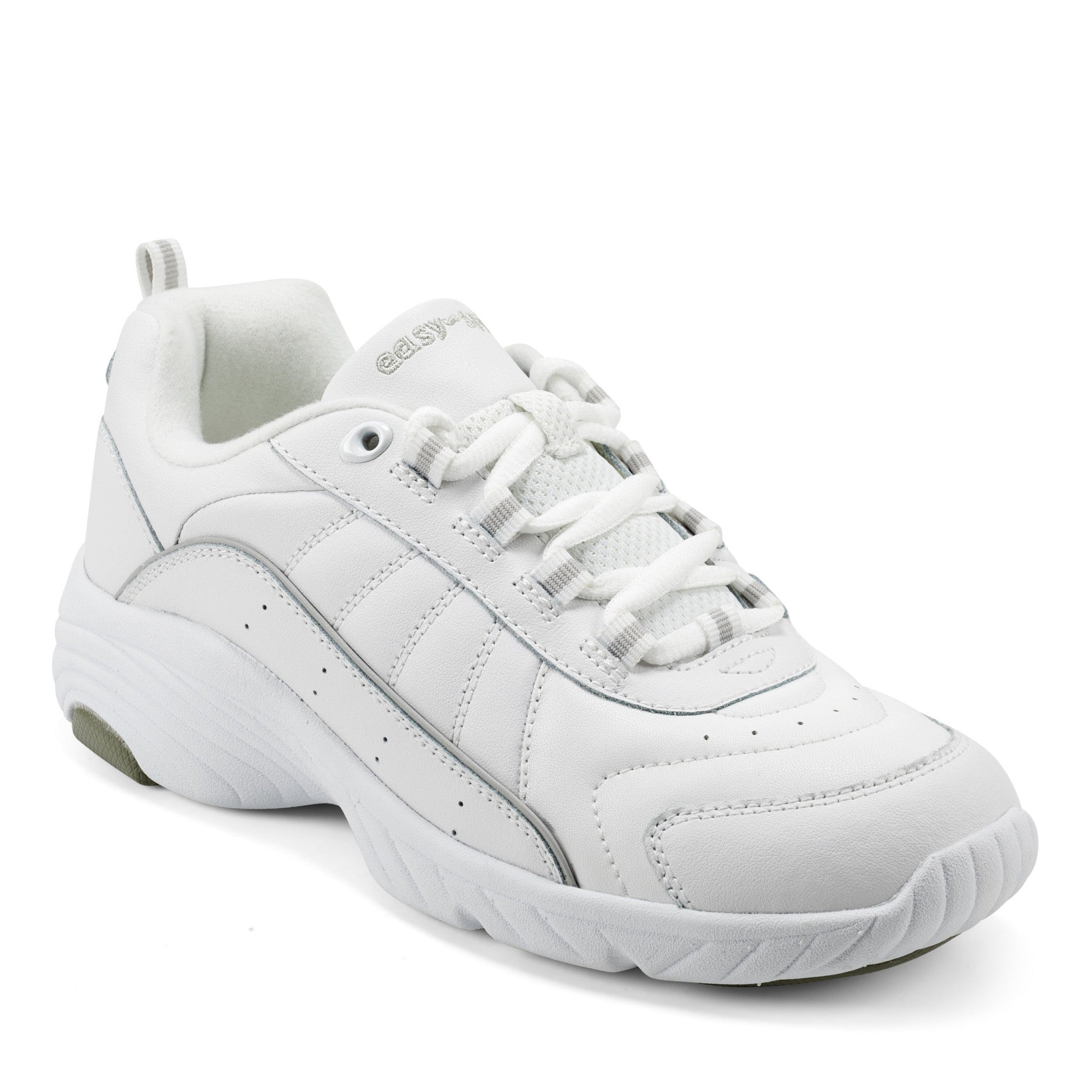 Easy Spirit Punter Athletic Cushioned Arch Support Women's Athletic Shoe - White Grey Leather - 2