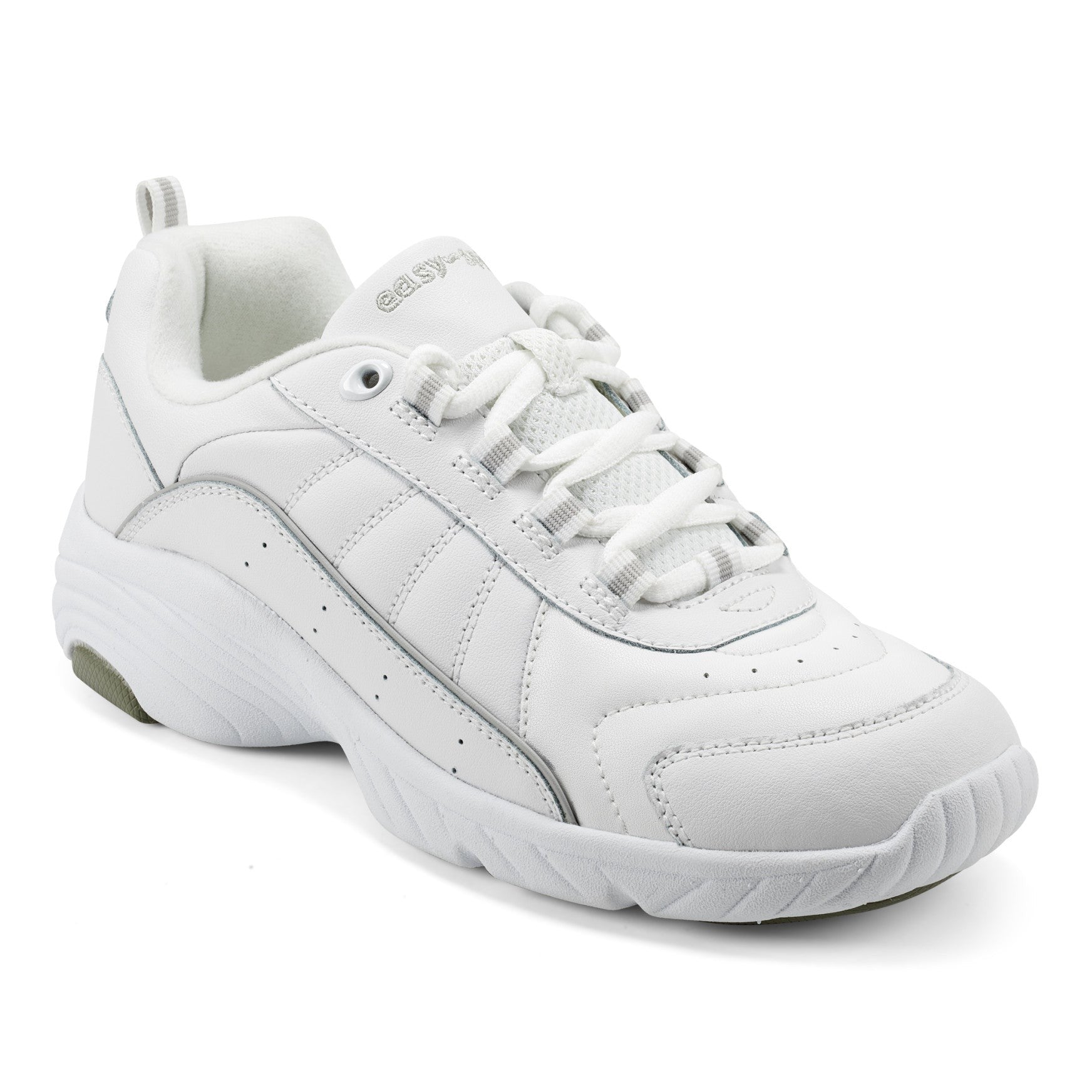 Easy Spirit Punter Athletic Cushioned Arch Support Women's Athletic Shoe - White Grey Leather - 3