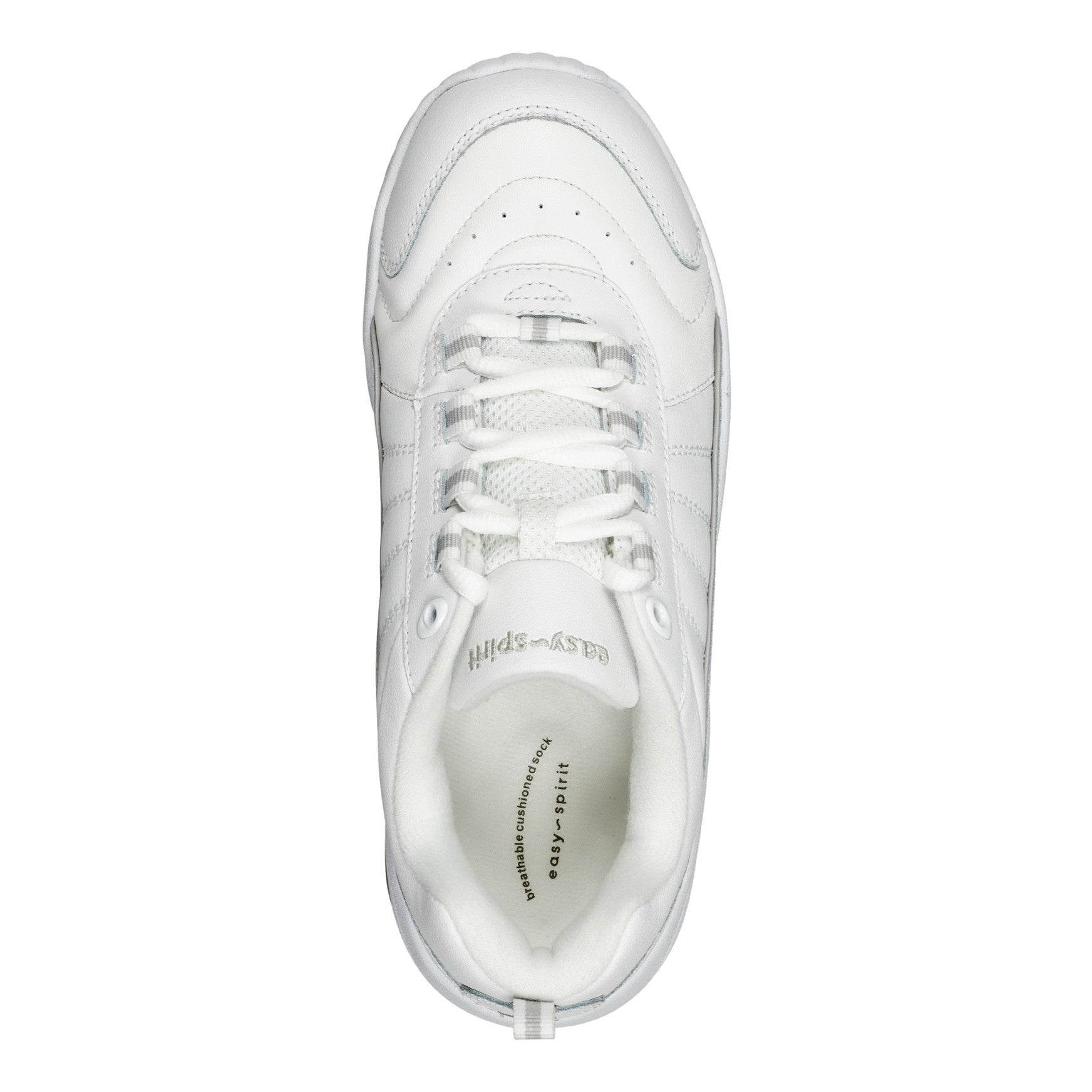 Easy Spirit Punter Athletic Cushioned Arch Support Women's Athletic Shoe - White Grey Leather - 6