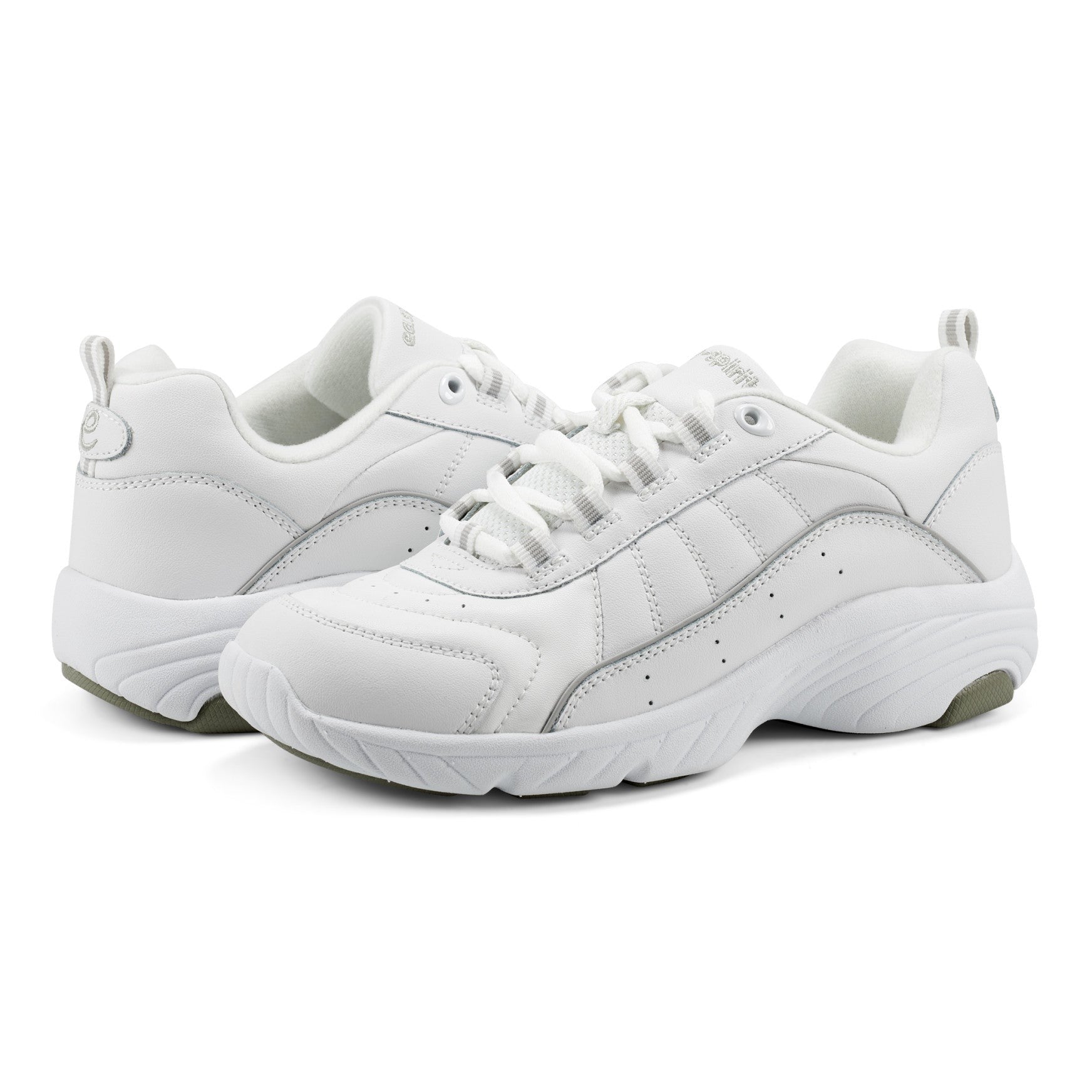 Easy Spirit Punter Athletic Cushioned Arch Support Women's Athletic Shoe - White Grey Leather - 8