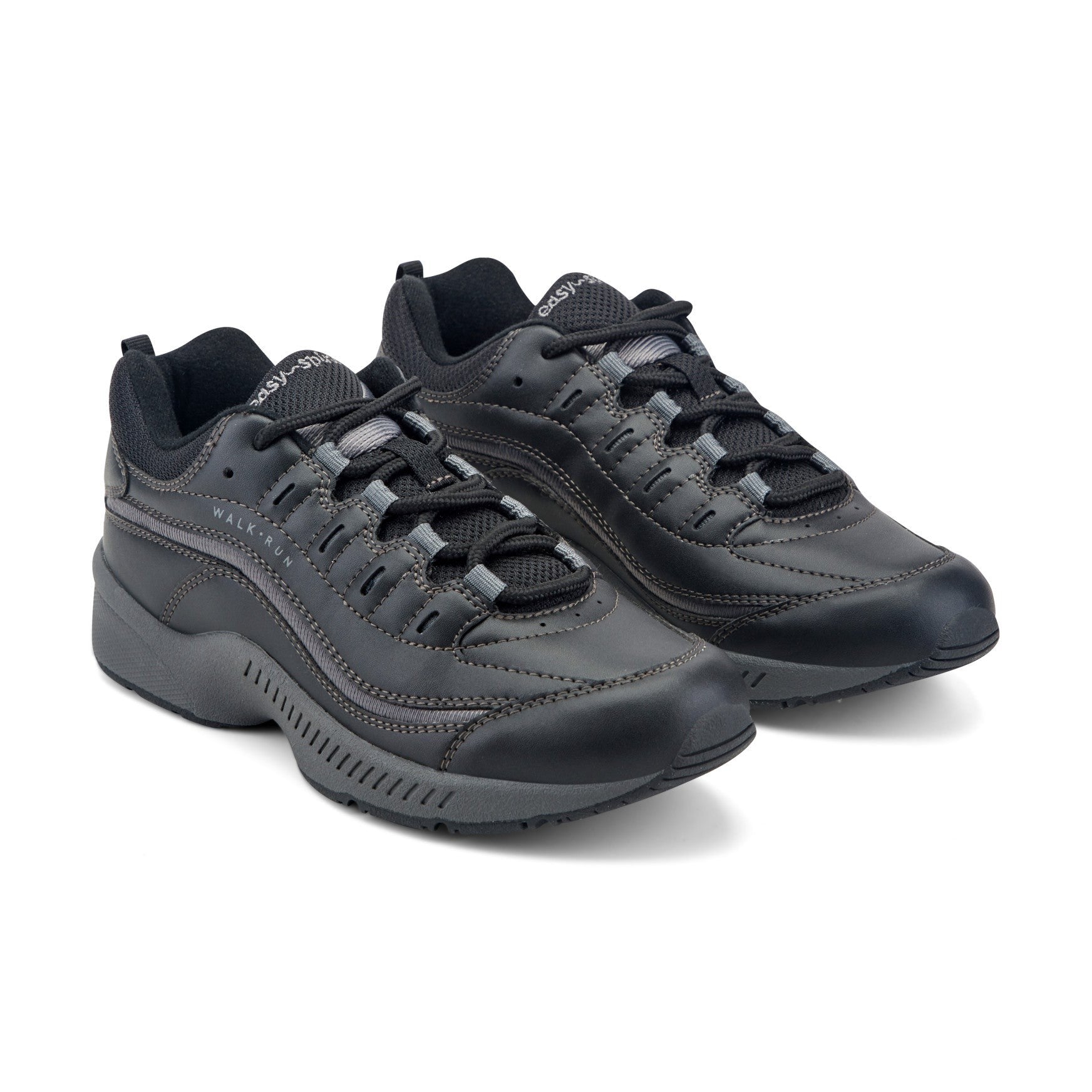 Easy Spirit Romy Athletic Cushioned Arch Support Women's Walking Shoe - Black Leather - 2