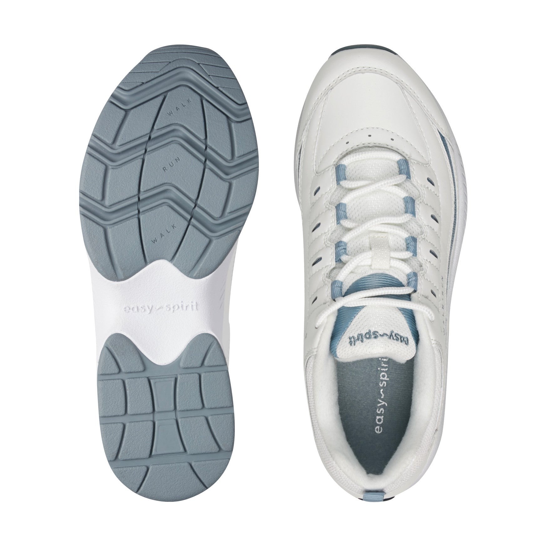 Easy Spirit Romy Athletic Cushioned Arch Support Women's Walking Shoe - White/grey Leather - 5