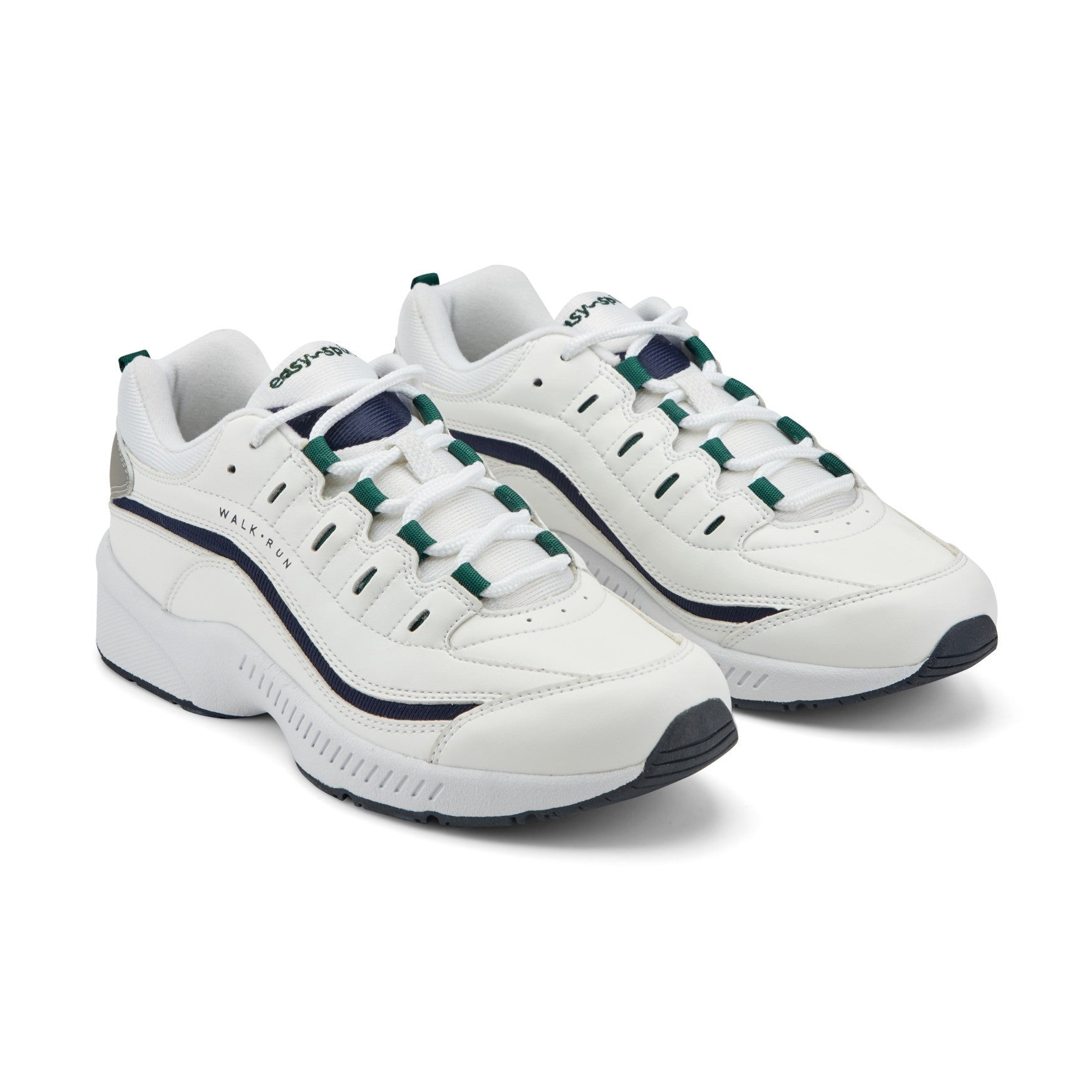 Easy Spirit Romy Athletic Cushioned Arch Support Women's Walking Shoe - White/navy Leather - 2
