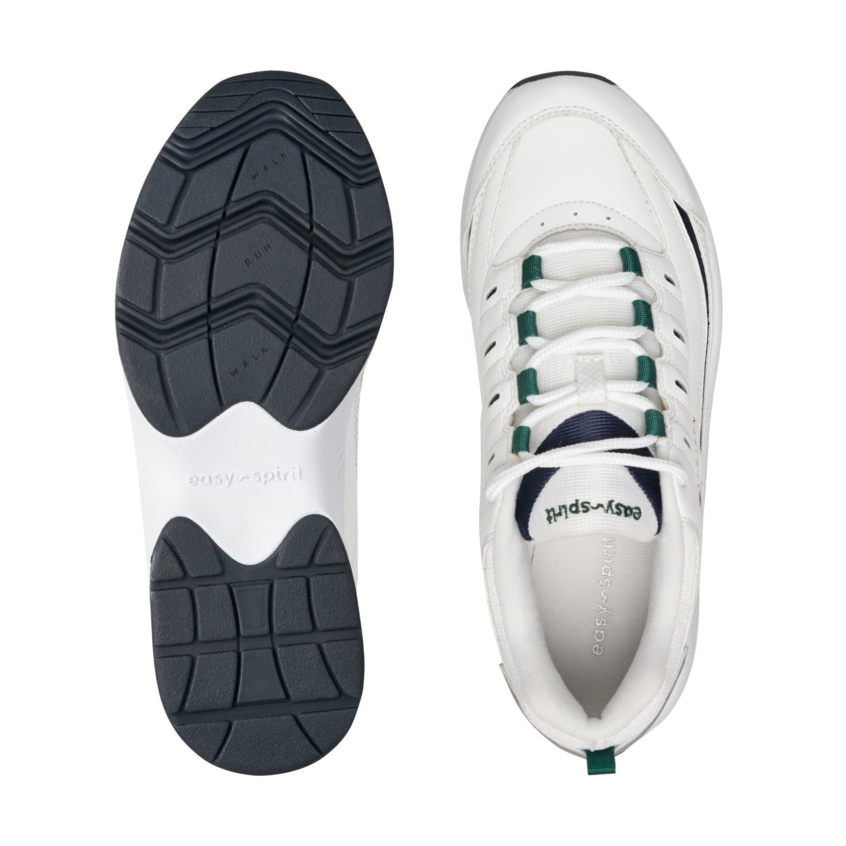 Easy Spirit Romy Athletic Cushioned Arch Support Women's Walking Shoe - White/navy Leather - 5