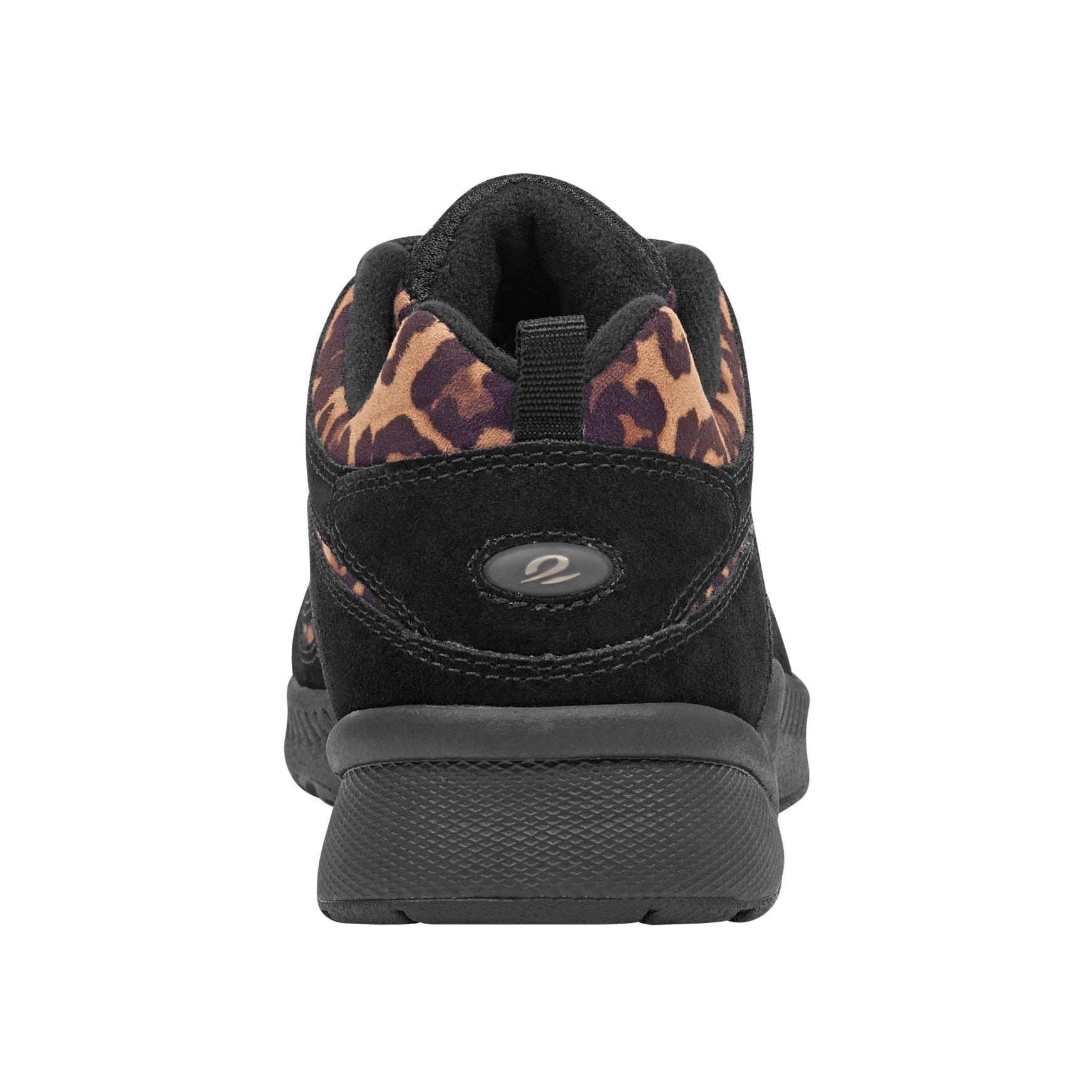 Easy Spirit Romy Athletic Cushioned Lace-Up Women's Walking Shoe - Black Leopard Suede - 4