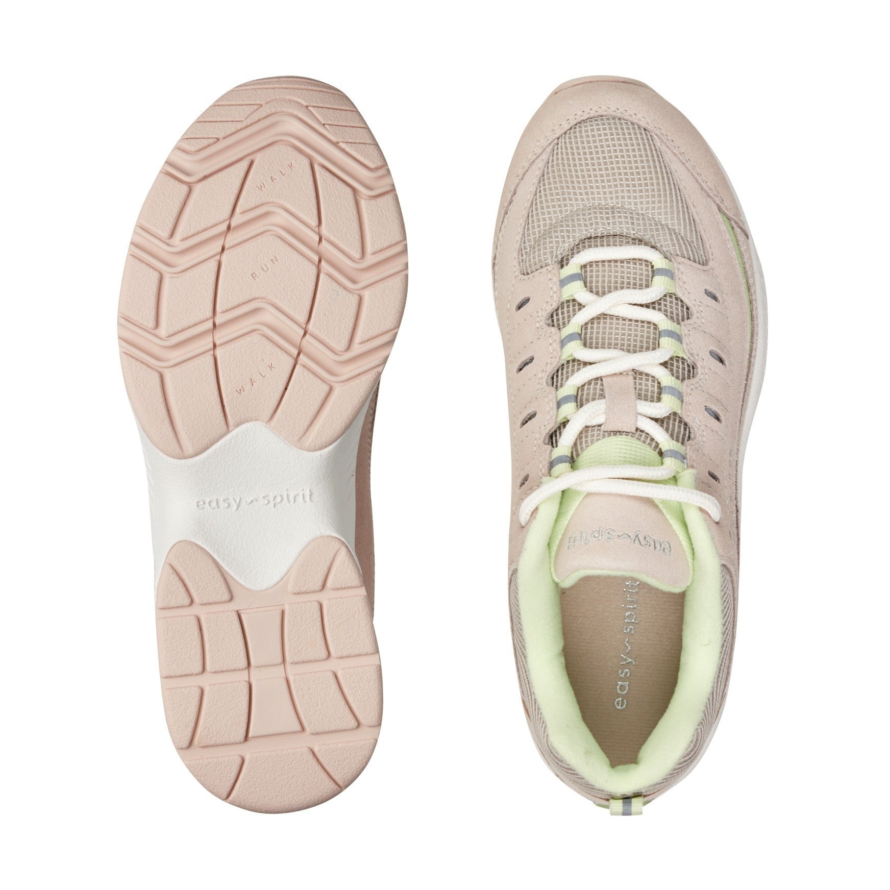 Easy Spirit Romy Cushioned Arch-Support Lace-Up Women's Walking Shoe - Light Pink/green - 5