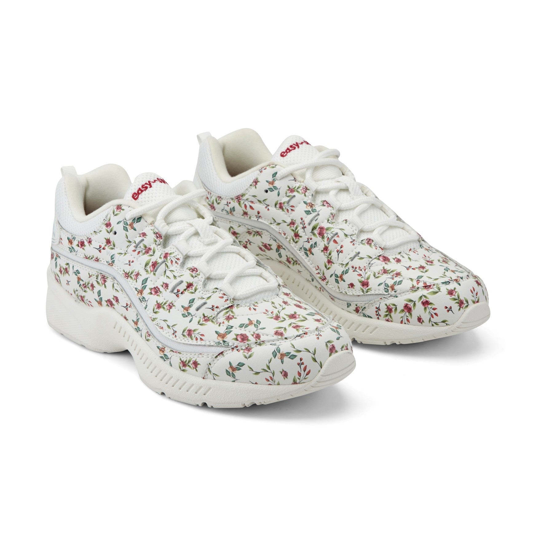 Easy Spirit Romy Cushioned Arch Support Women's Walking Shoe - White/pink Floral - 2