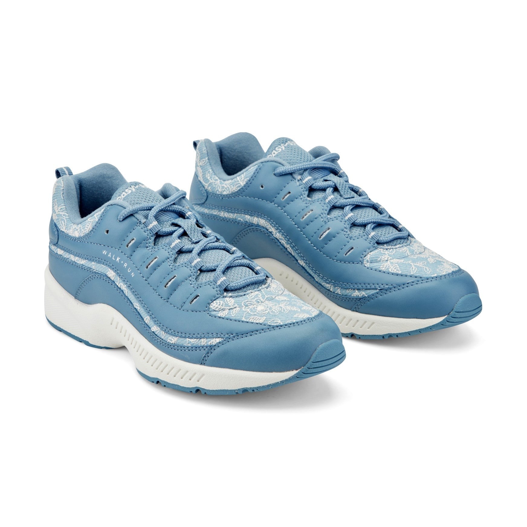 Easy Spirit Romy Cushioned Lace-Up Arch Support Women's Walking Shoe - Medium Blue/floral - 2