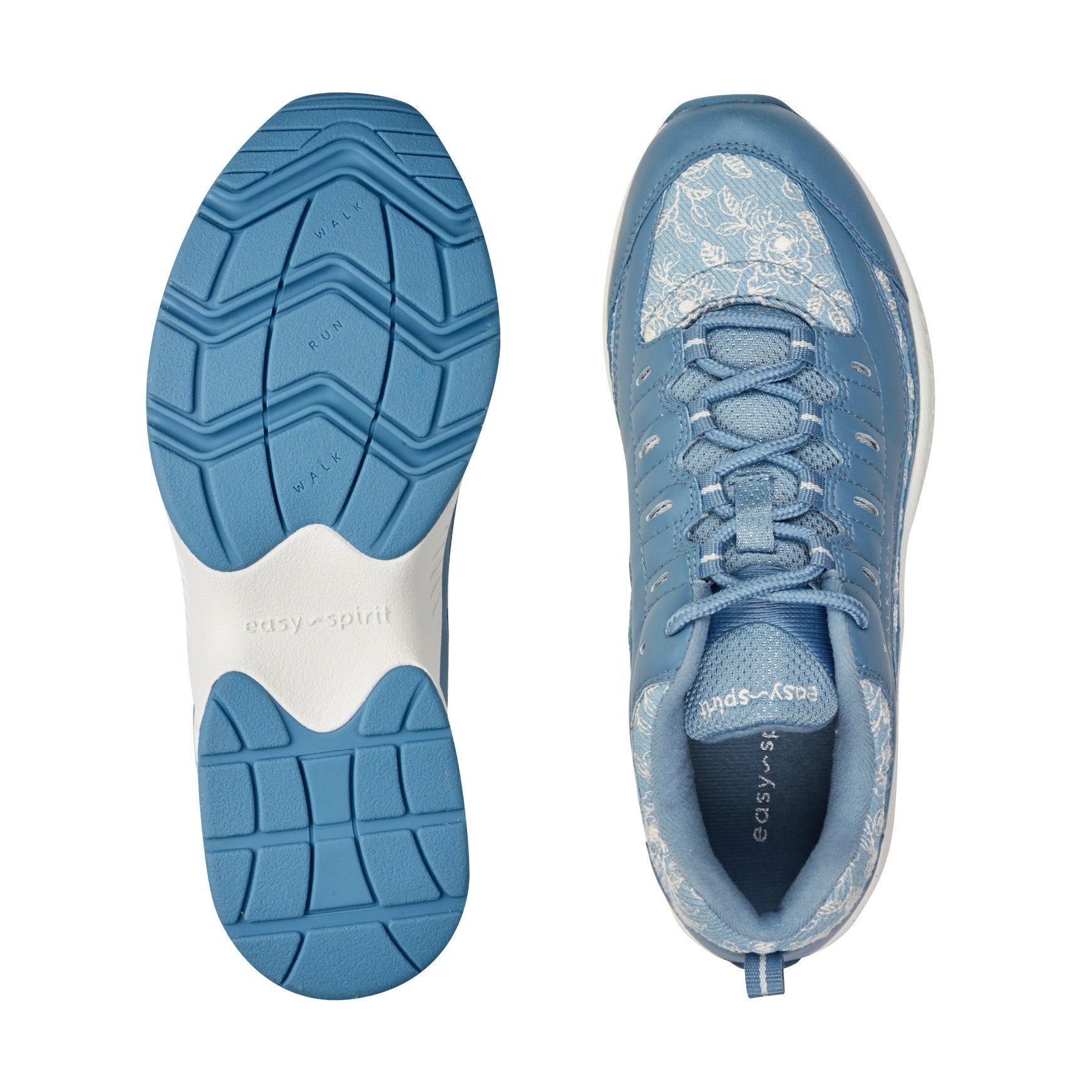 Easy Spirit Romy Cushioned Lace-Up Arch Support Women's Walking Shoe - Medium Blue/floral - 5