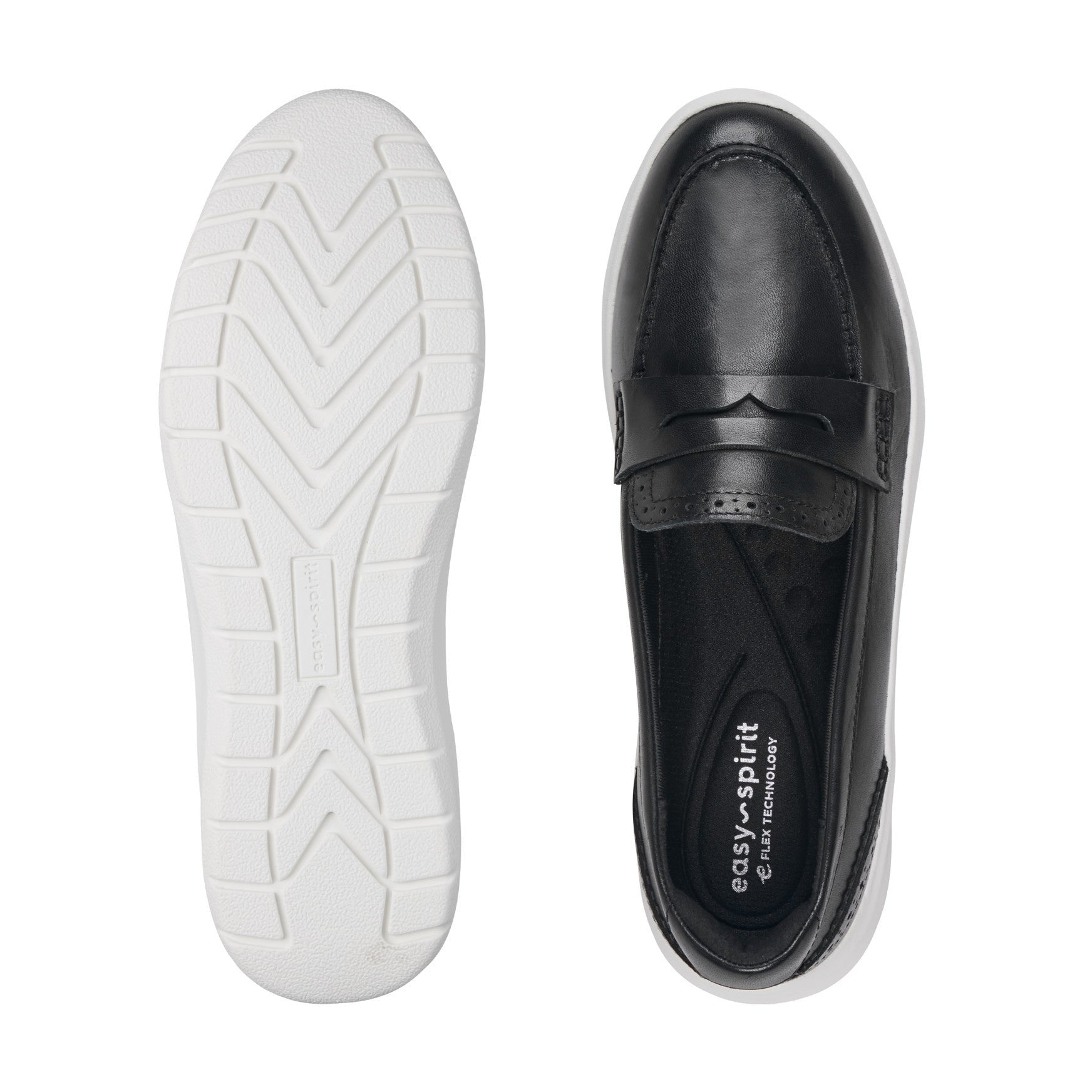 Easy Spirit Ryla Casual Penny Cushioned Arch Support Slip-On Women's Loafer - Black Leather - 5