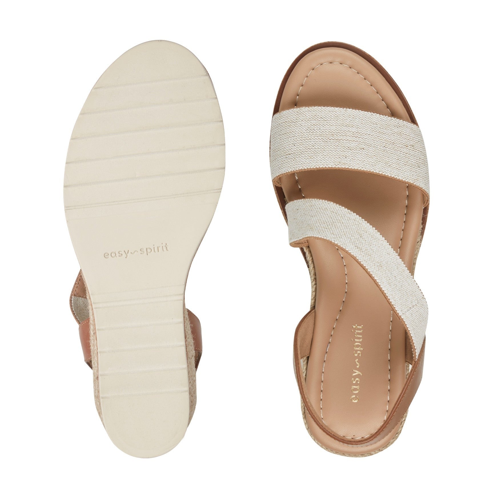 Easy Spirit Sabina Cushioned Arch Support Women's Wedge Sandal - Natural Linen - 5