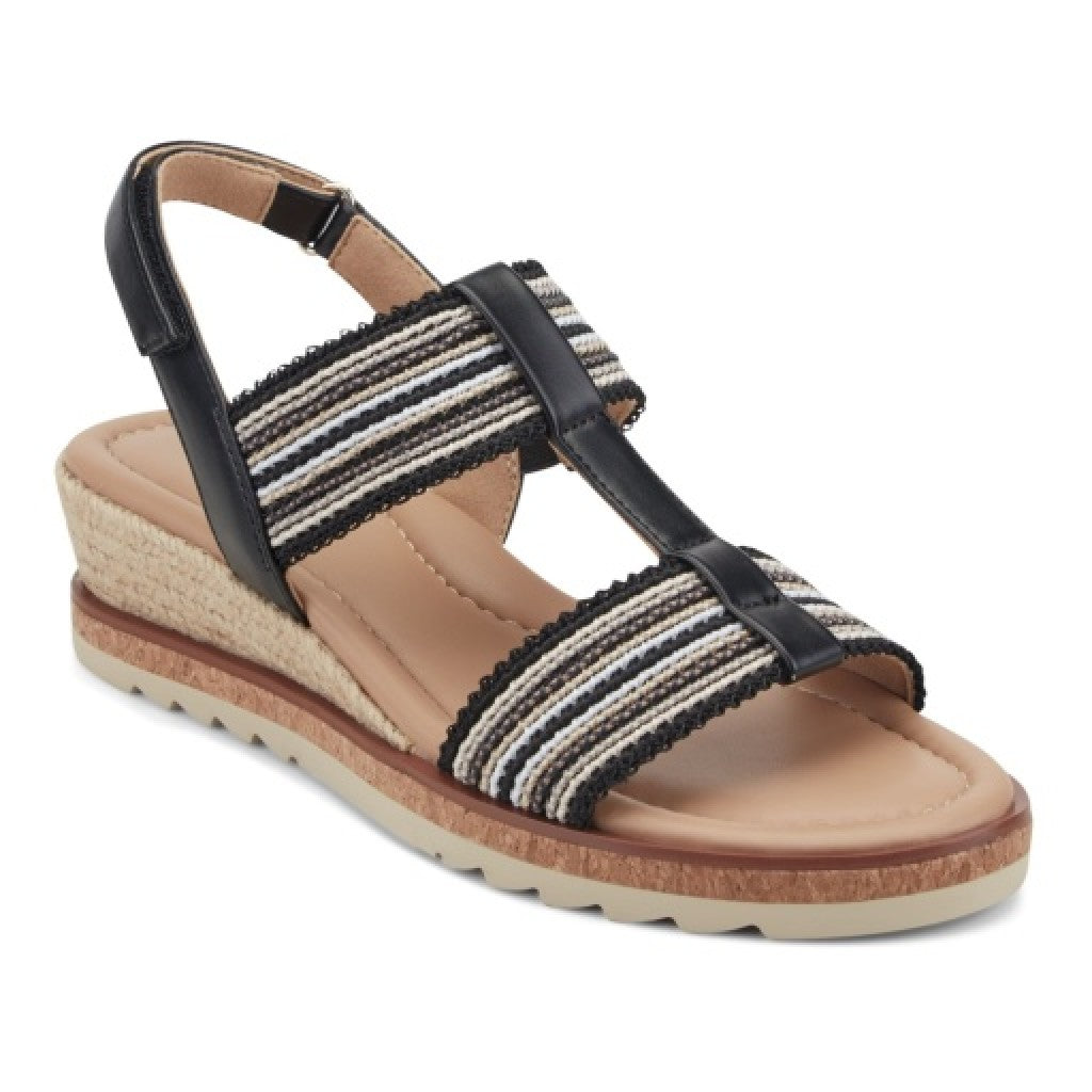 Easy Spirit Selene Wedge Sandal Cushioned Arch Support Women's Wedge Sandal - Black - 1