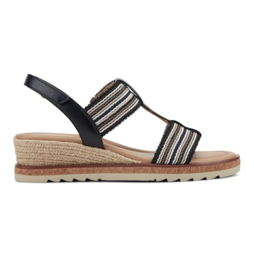 Easy Spirit Selene Wedge Sandal Cushioned Arch Support Women's Wedge Sandal - Black - 2