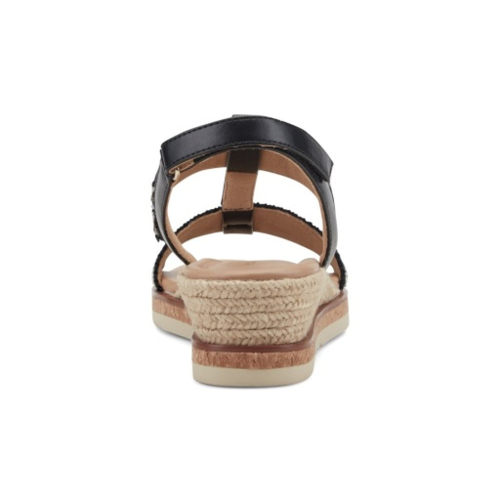 Easy Spirit Selene Wedge Sandal Cushioned Arch Support Women's Wedge Sandal - Black - 4