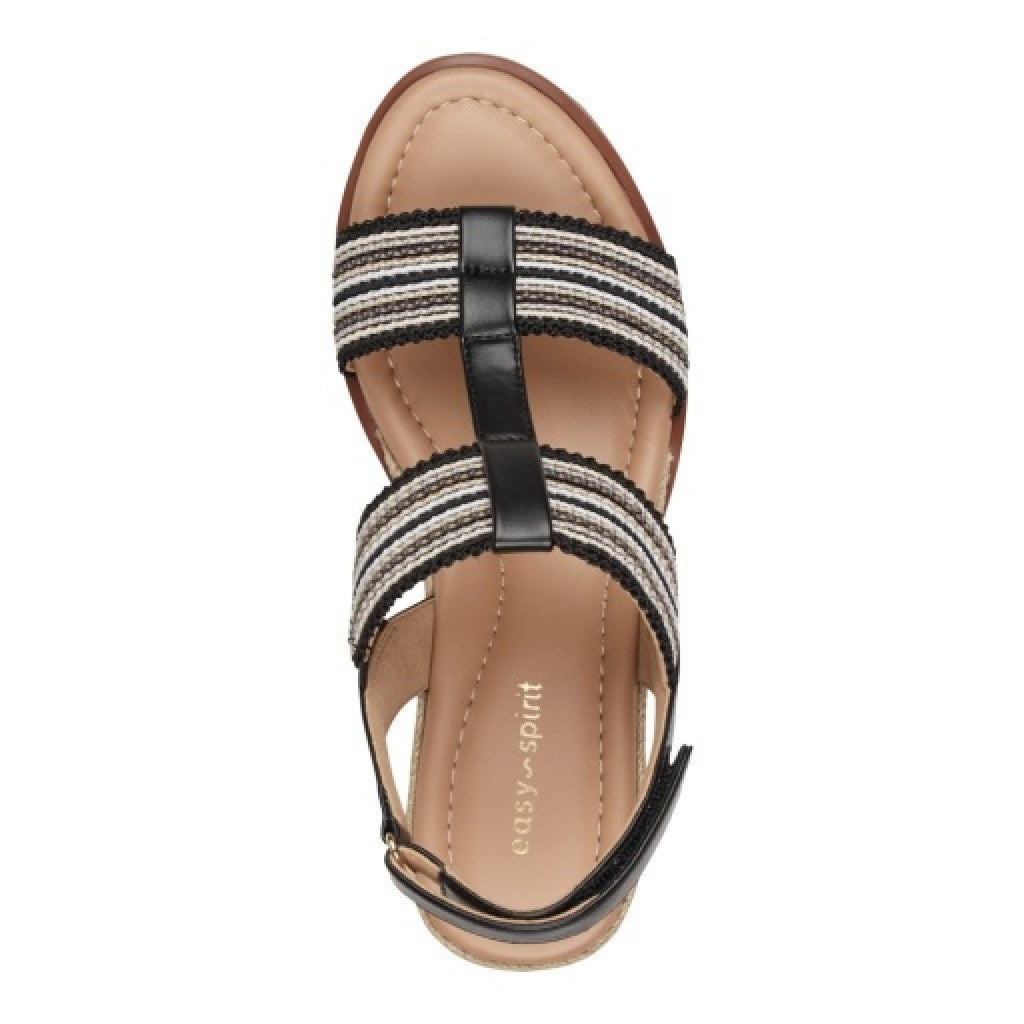 Easy Spirit Selene Wedge Sandal Cushioned Arch Support Women's Wedge Sandal - Black - 6