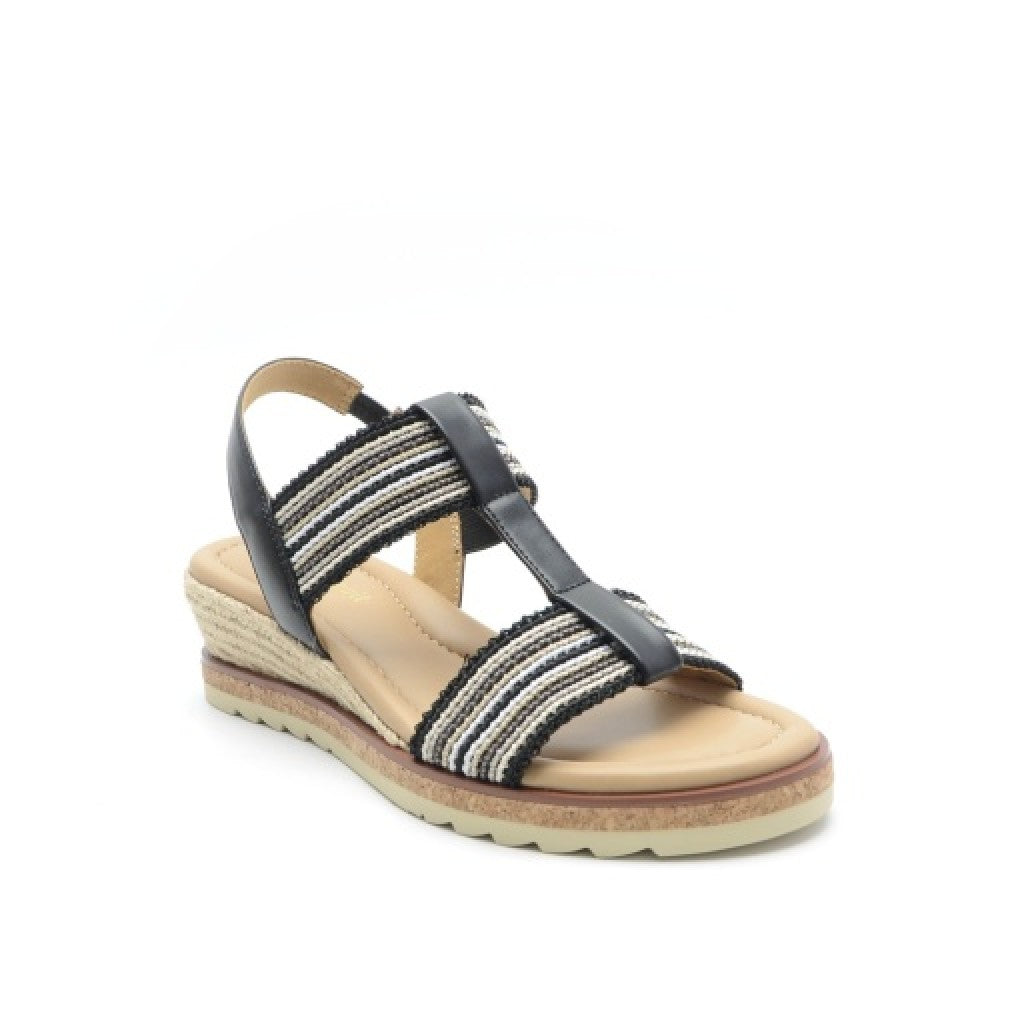 Easy Spirit Selene Wedge Sandal Cushioned Arch Support Women's Wedge Sandal - Black - 8