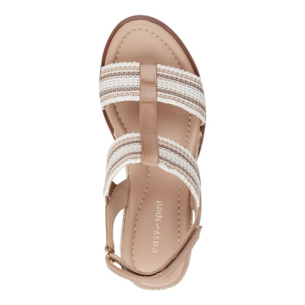 Easy Spirit Selene Wedge Sandal Cushioned Arch Support Women's Wedge Sandal - Dark Natural - 6