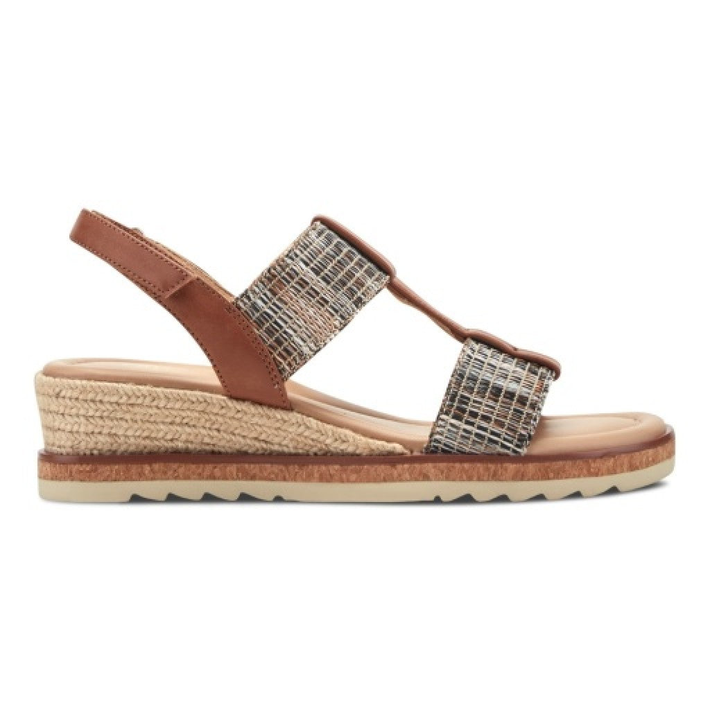 Easy Spirit Selene Wedge Sandal Cushioned Arch Support Women's Wedge Sandal - Medium Brown - 2