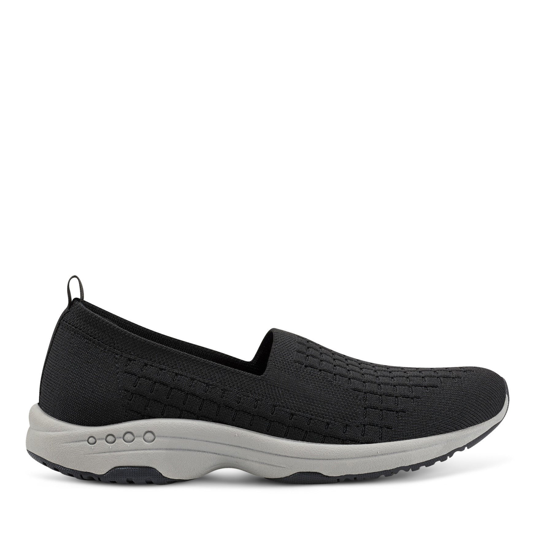 Easy Spirit Tech Eco Slip On — cushioned arch support Women's Athletic Shoe - Black Recycled Knit - 1