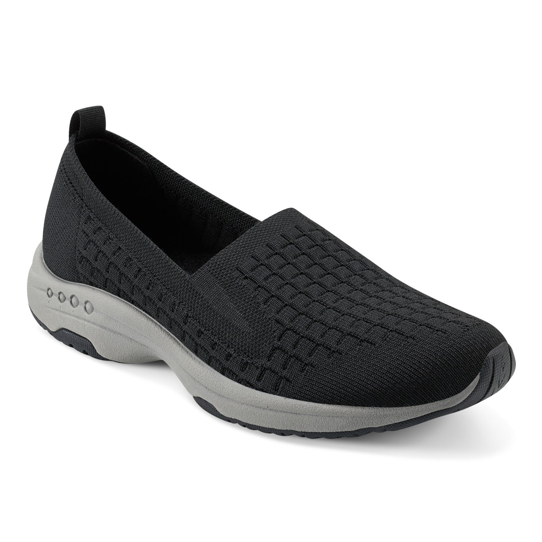 Easy Spirit Tech Eco Slip On — cushioned arch support Women's Athletic Shoe - Black Recycled Knit - 3